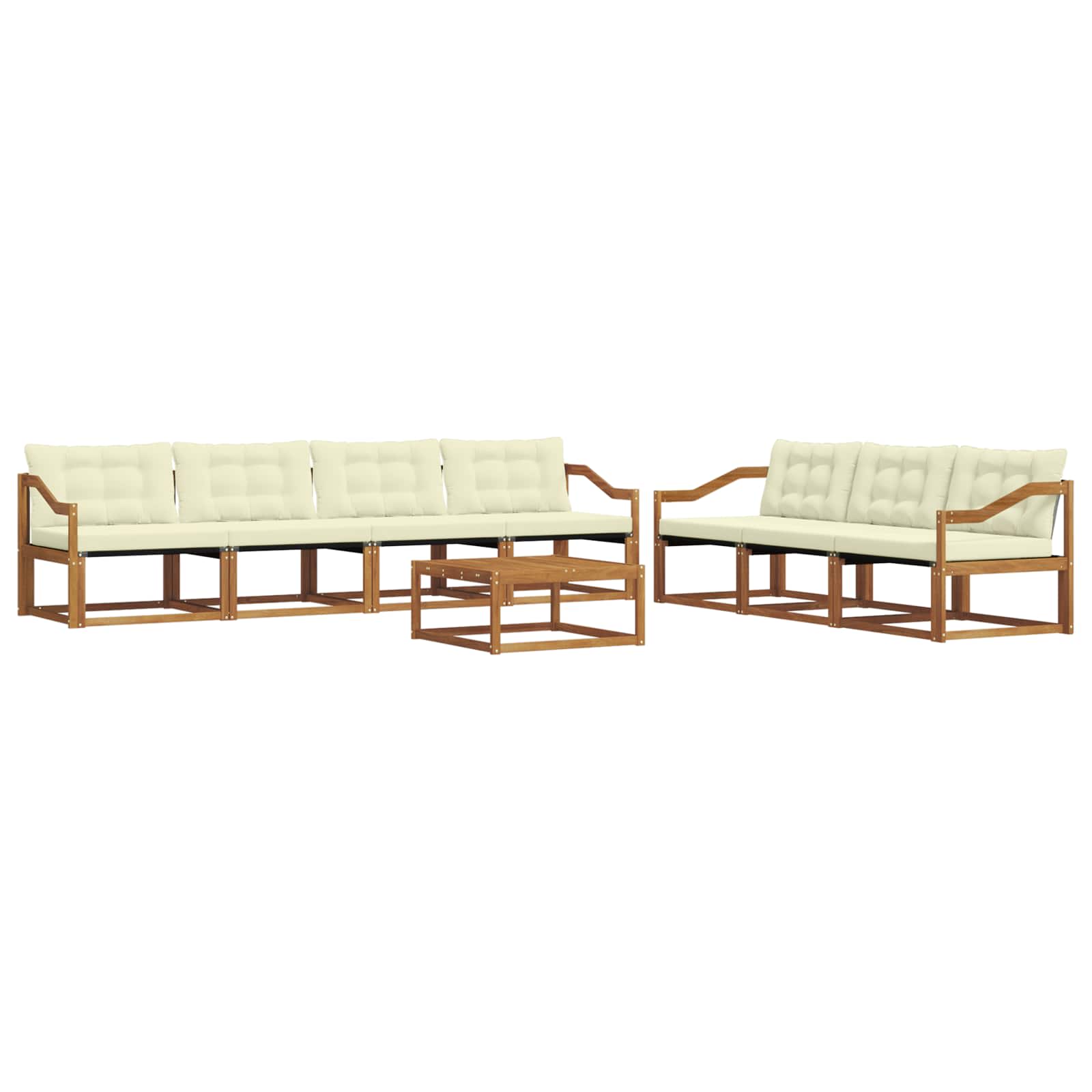 Outdoor-Sofagarnitur mit Kissen 8 pcs Natur und Creme