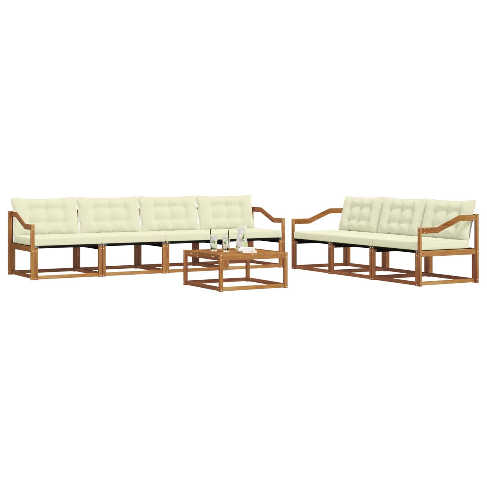 Outdoor-Sofagarnitur mit Kissen 8 pcs Natur und Creme