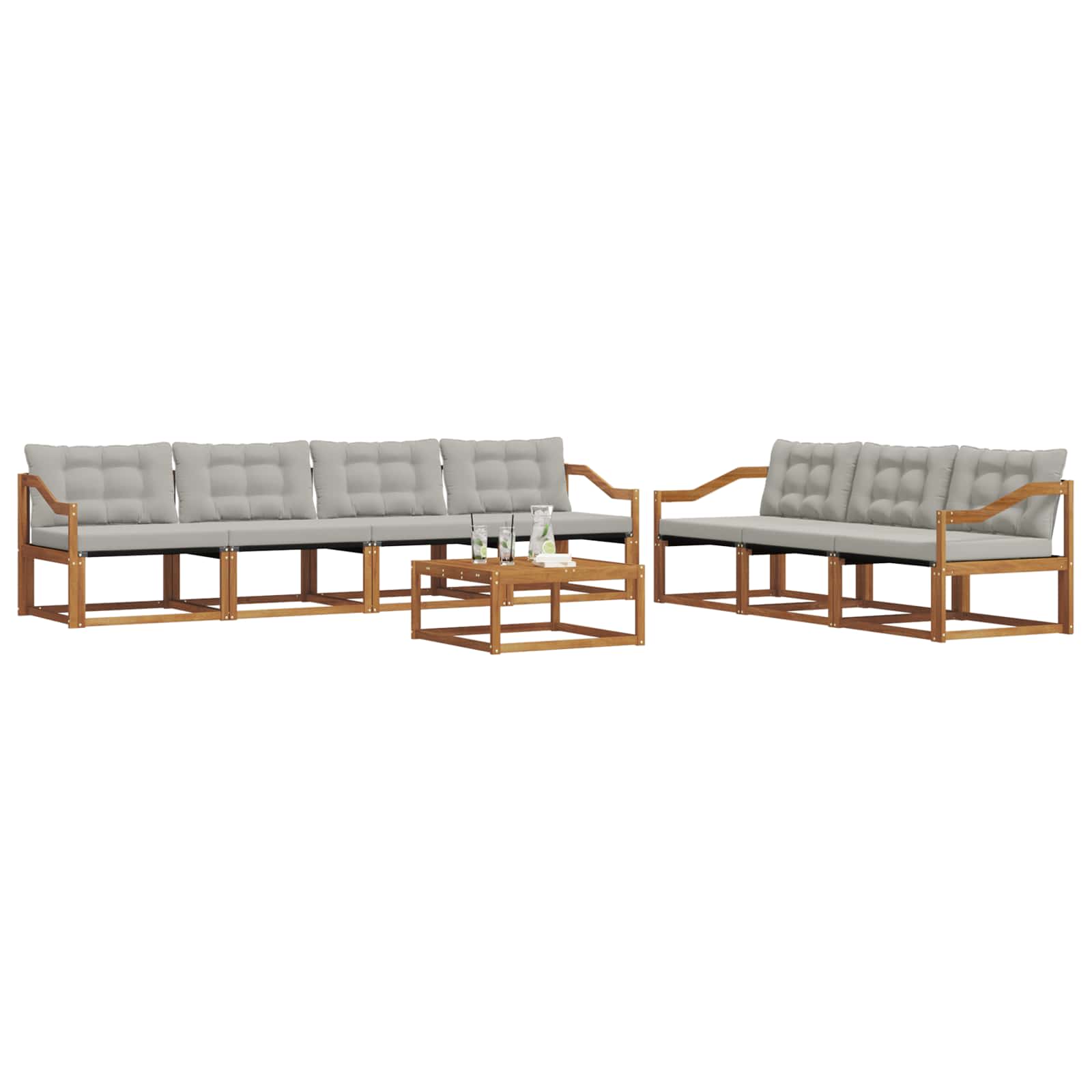 Outdoor-Sofagarnitur mit Kissen 8 pcs Natürlich und Hellgrau