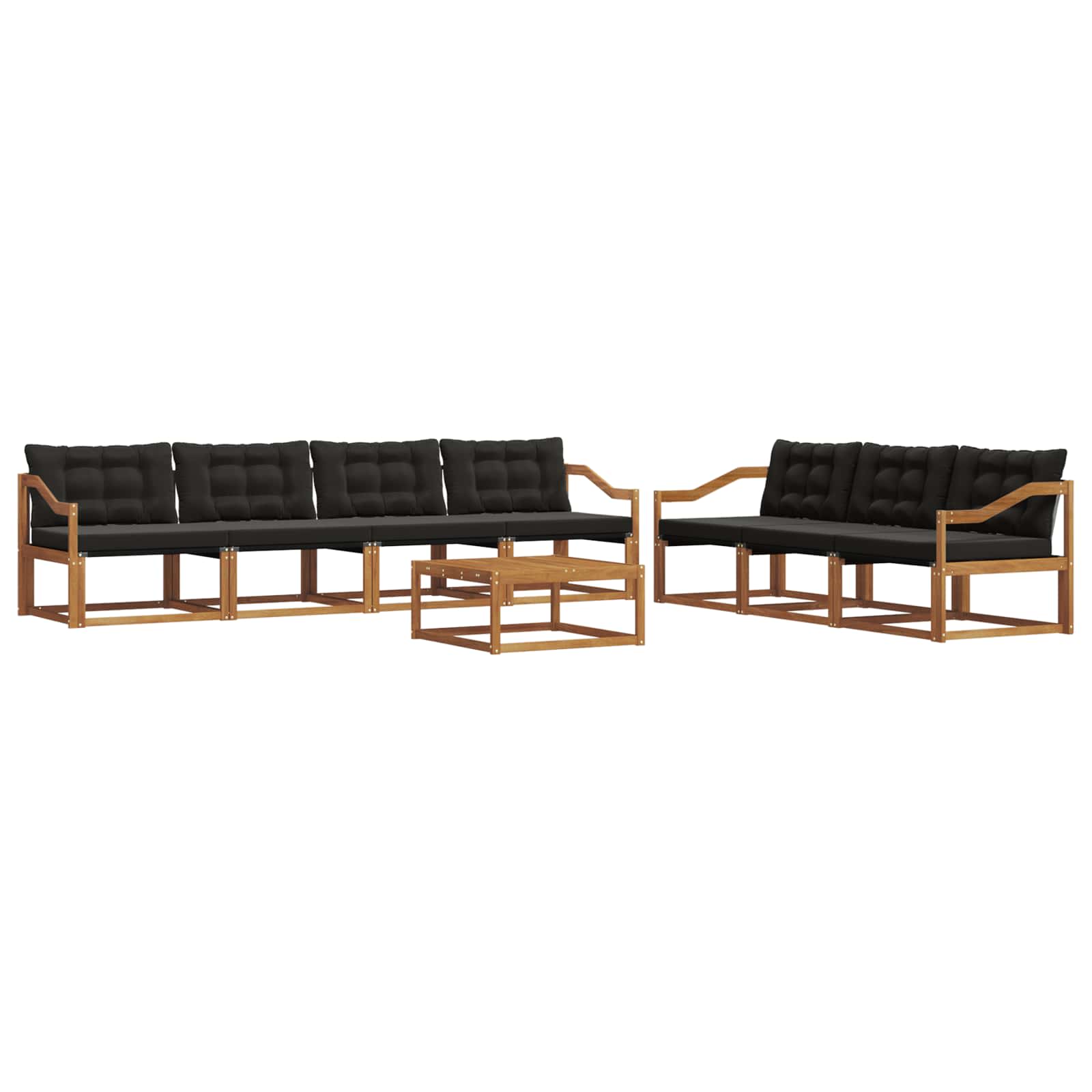 Outdoor-Sofagarnitur mit Kissen 8 pcs Natürlich und Schwarz