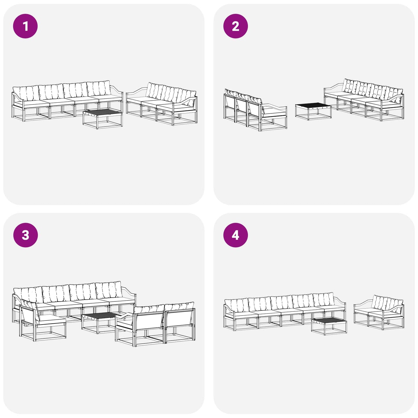 Outdoor-Sofagarnitur mit Kissen 8 pcs Natürlich und Schwarz