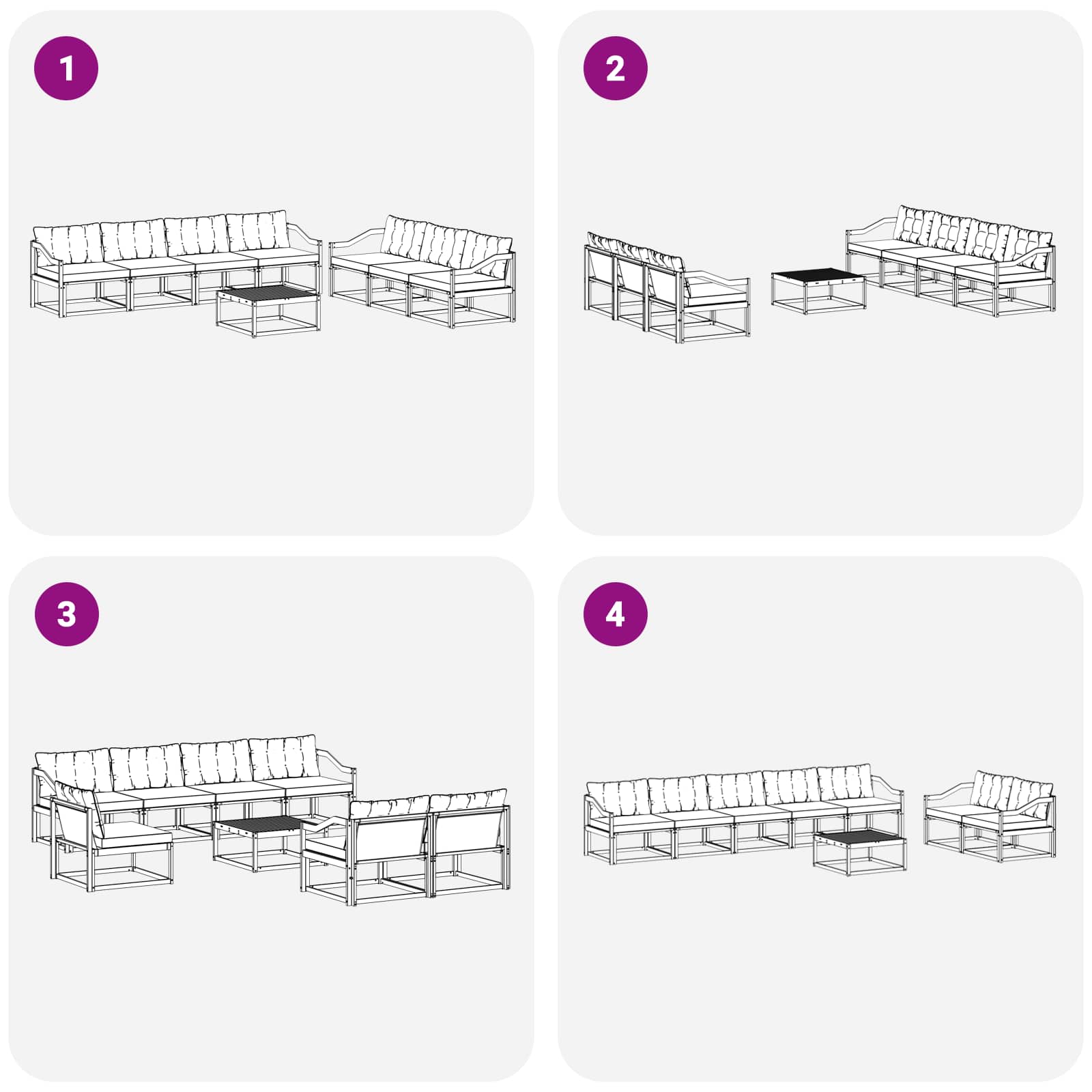 Outdoor-Sofagarnitur mit Kissen 8 pcs Natürlich und Schwarz