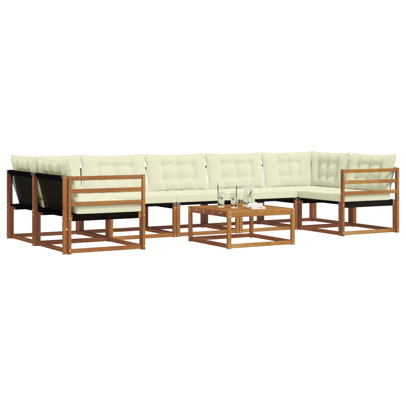 Outdoor-Sofagarnitur mit Kissen 8 pcs Natur und Creme