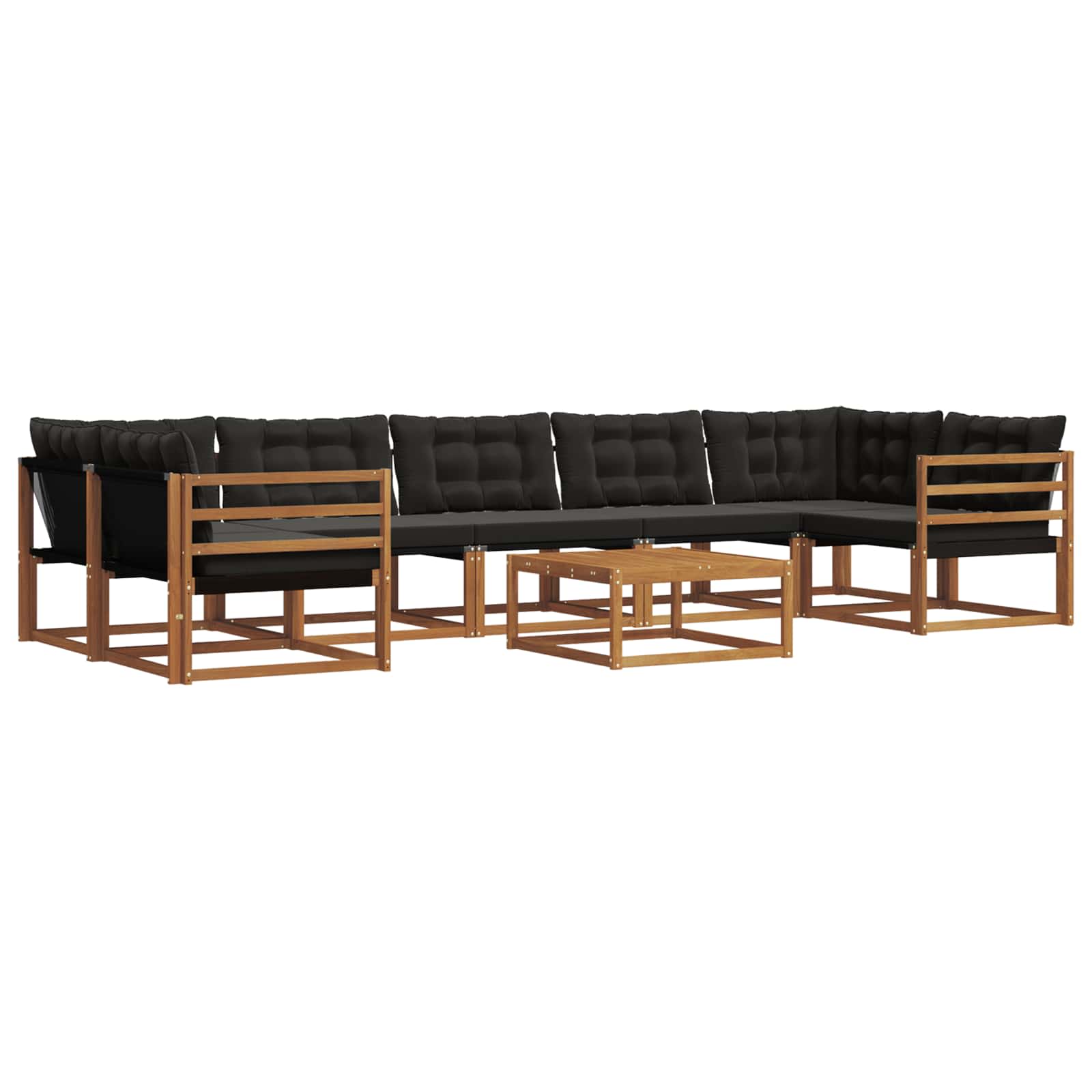 Outdoor-Sofagarnitur mit Kissen 8 pcs Natürlich und Schwarz