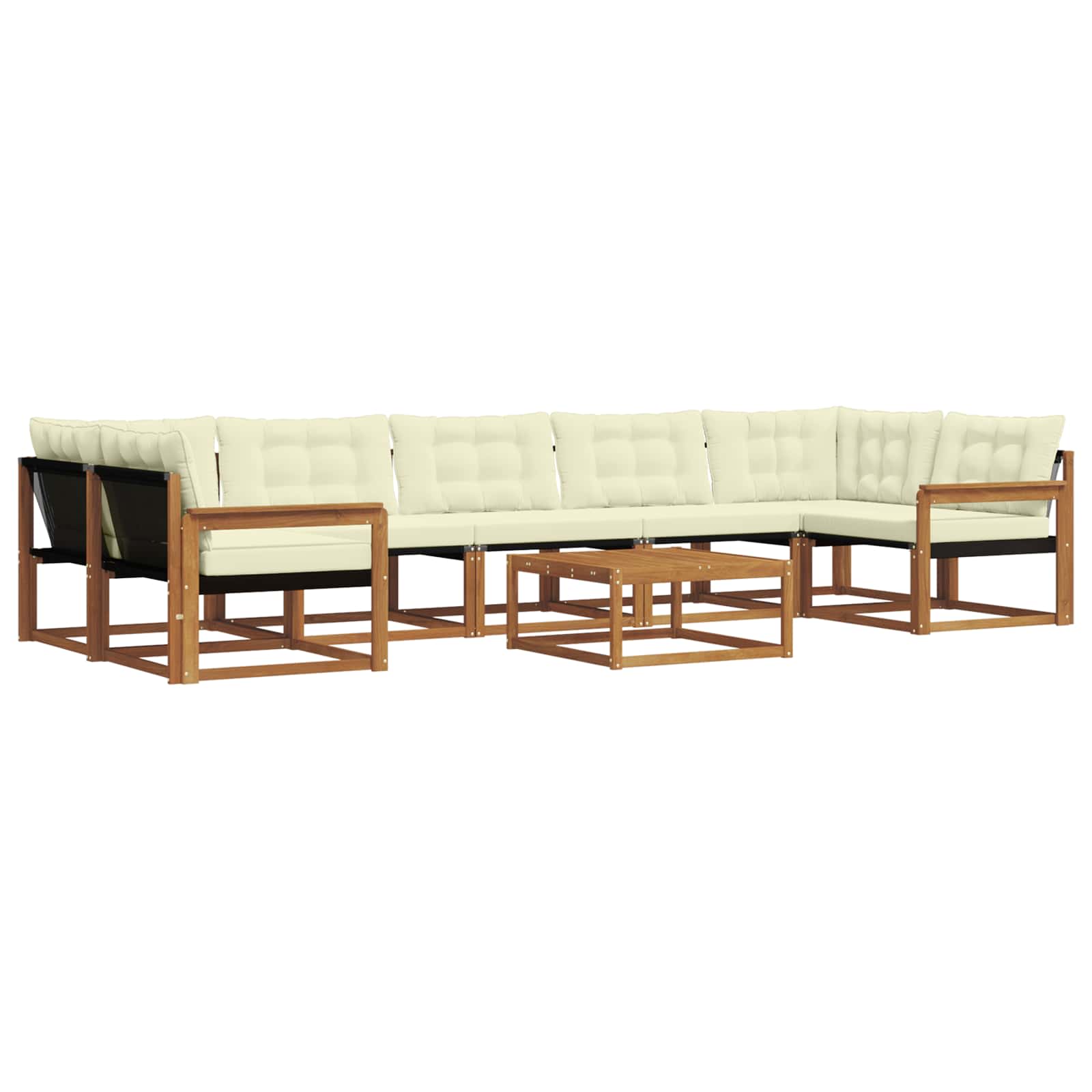 Outdoor-Sofagarnitur mit Kissen 8 pcs Natur und Creme