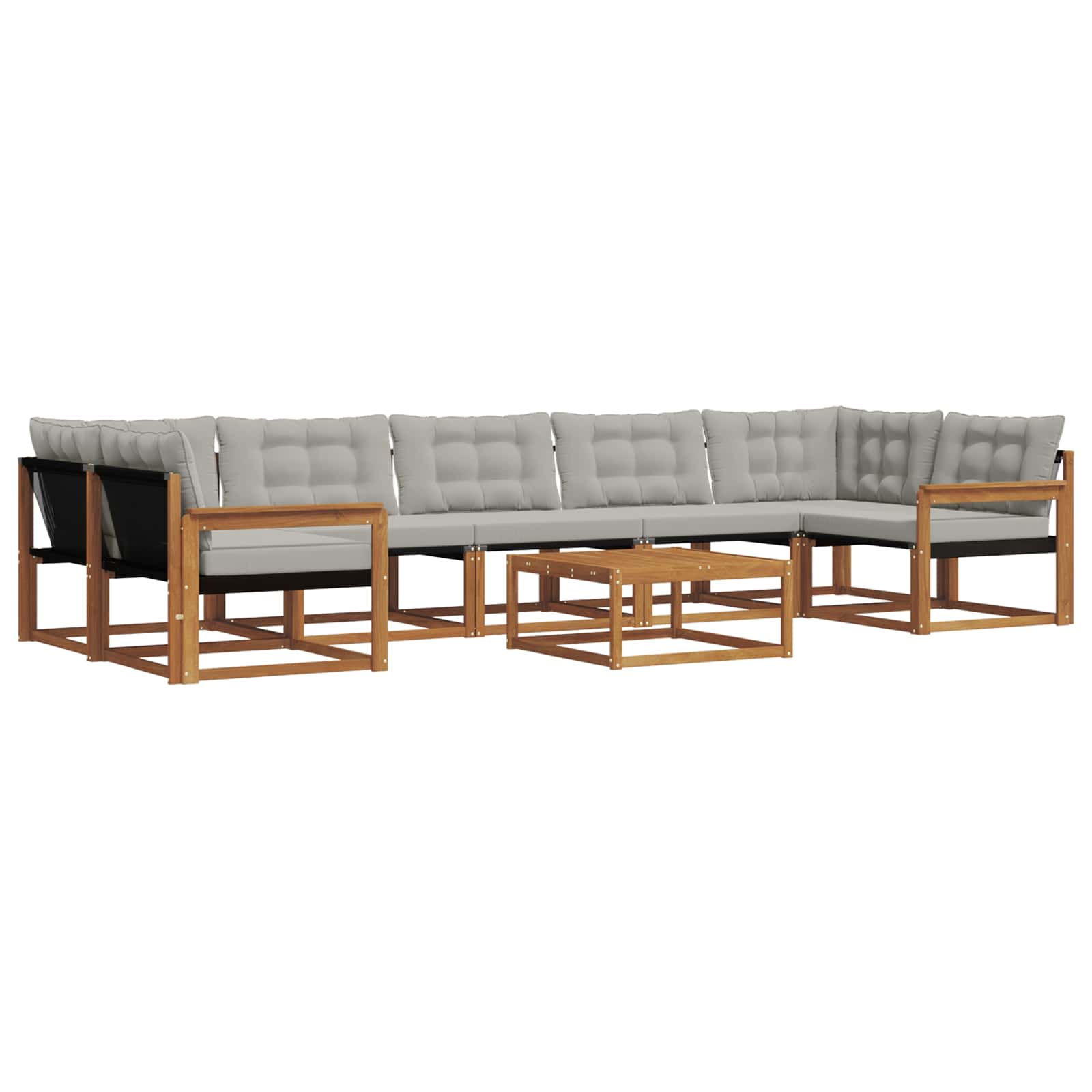 Outdoor-Sofagarnitur mit Kissen 8 pcs Natürlich und Hellgrau