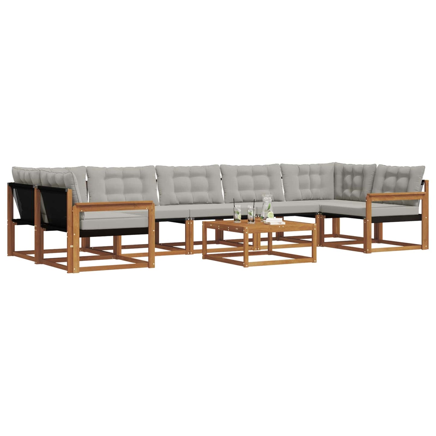 Outdoor-Sofagarnitur mit Kissen 8 pcs Natürlich und Hellgrau