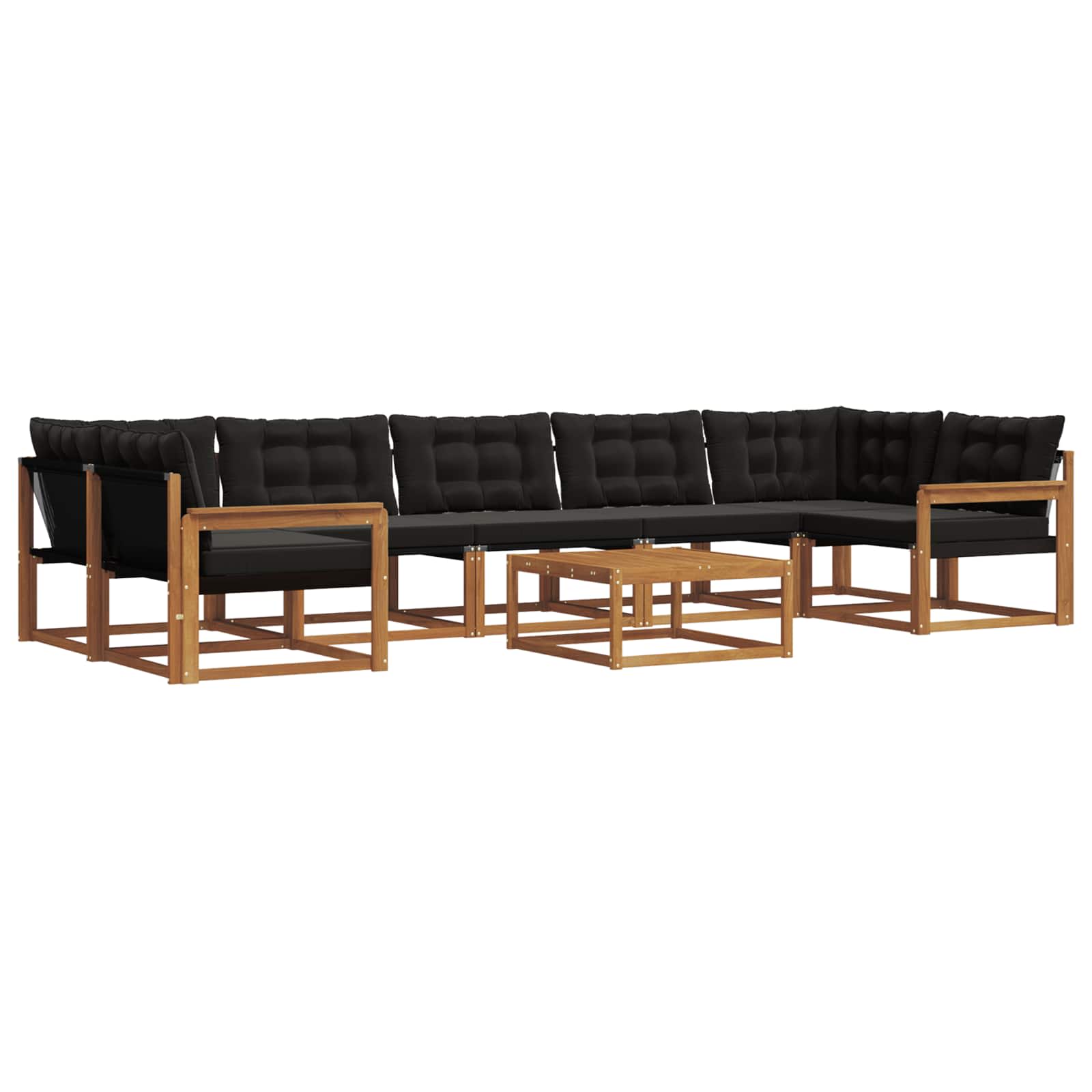 Outdoor-Sofagarnitur mit Kissen 8 pcs Natürlich und Schwarz