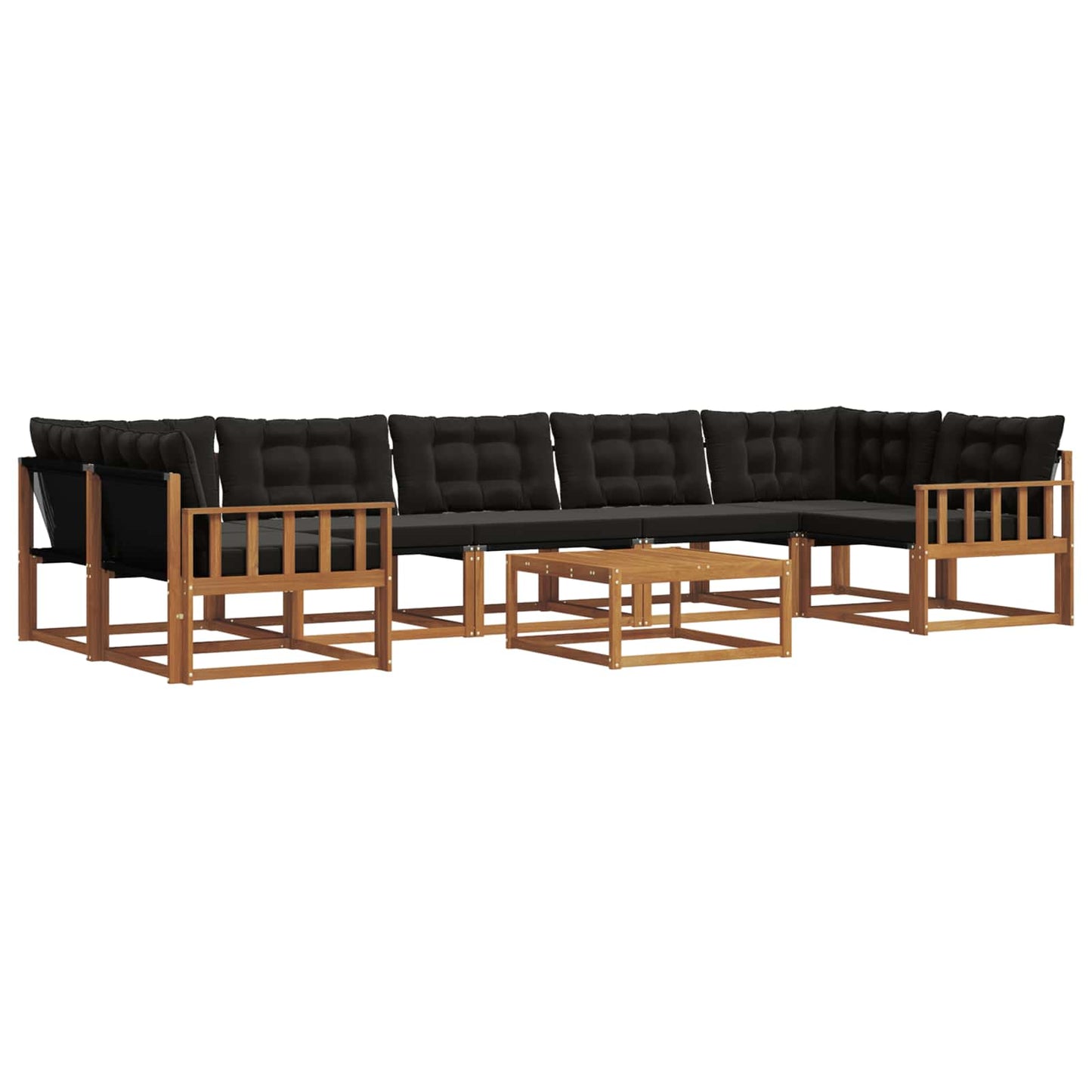 Outdoor-Sofagarnitur mit Kissen 8 pcs Natürlich und Schwarz