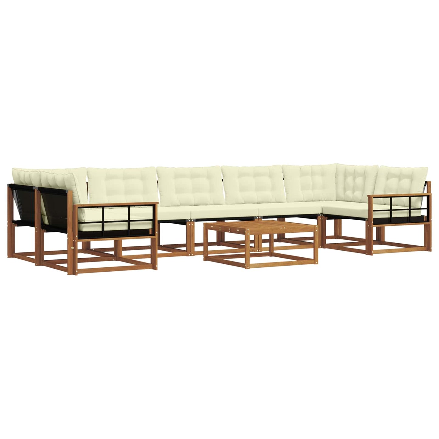 Outdoor-Sofagarnitur mit Kissen 8 pcs Natur und Creme