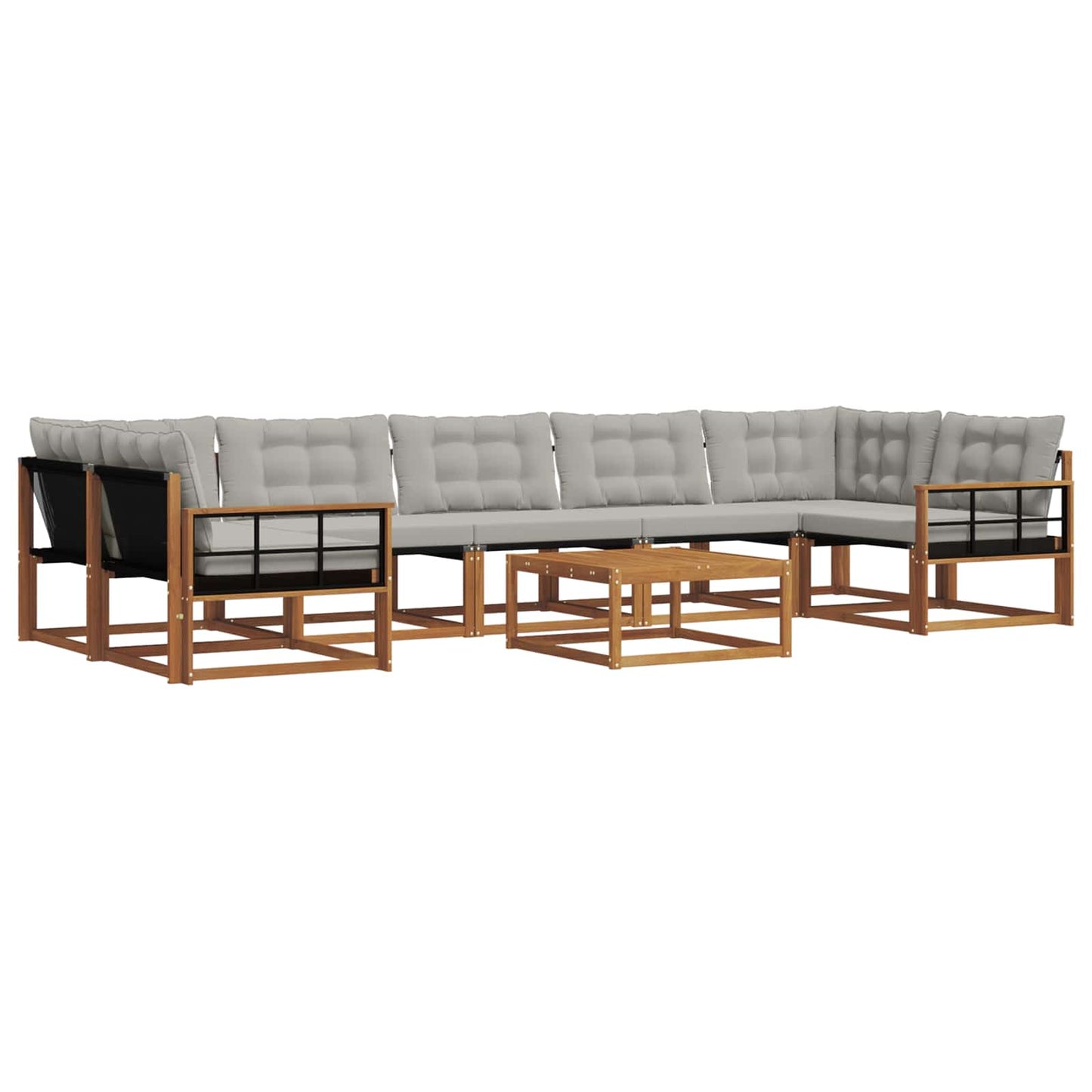 Outdoor-Sofagarnitur mit Kissen 8 pcs Natürlich und Hellgrau