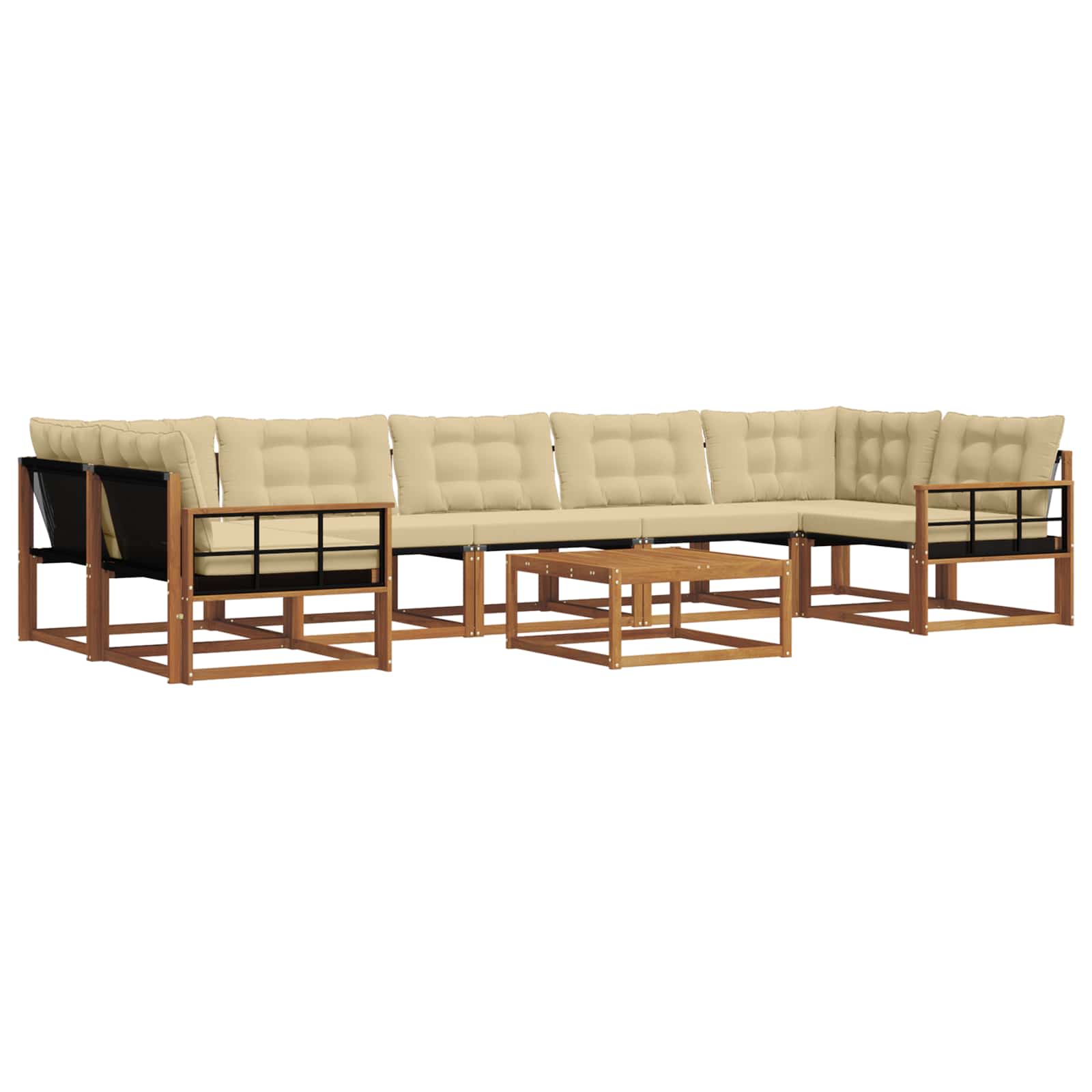 Outdoor-Sofagarnitur mit Kissen 8 pcs Natur und Beige