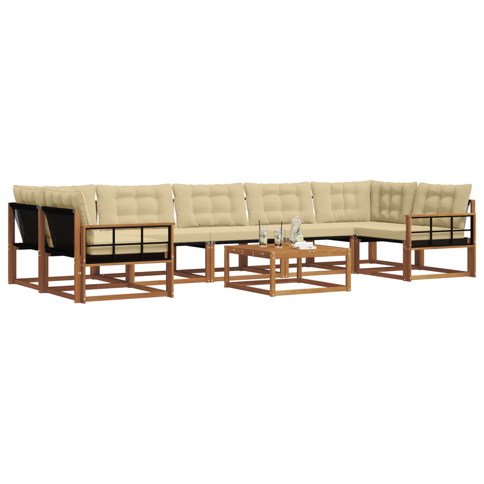 Outdoor-Sofagarnitur mit Kissen 8 pcs Natur und Beige