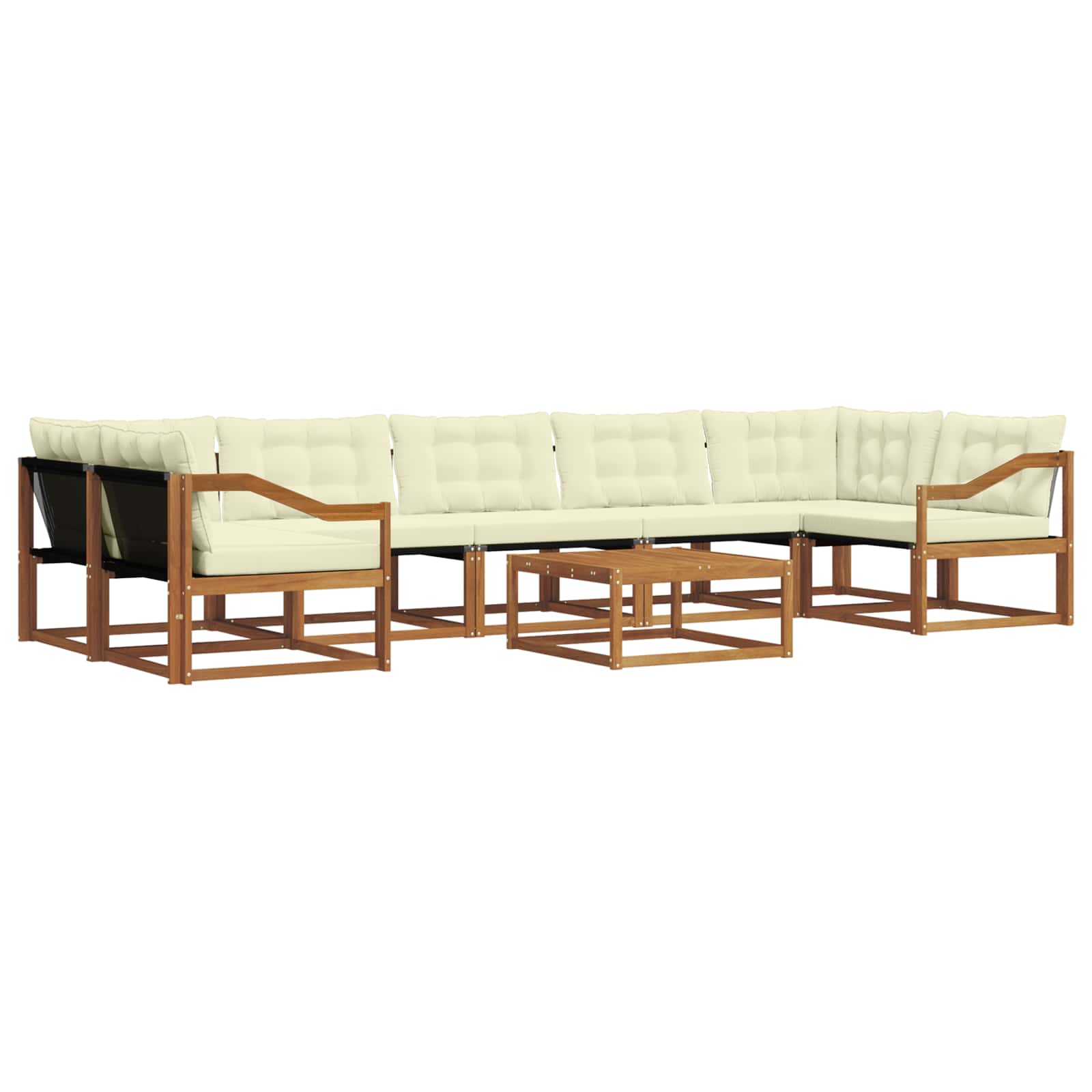 Outdoor-Sofagarnitur mit Kissen 8 pcs Natur und Creme