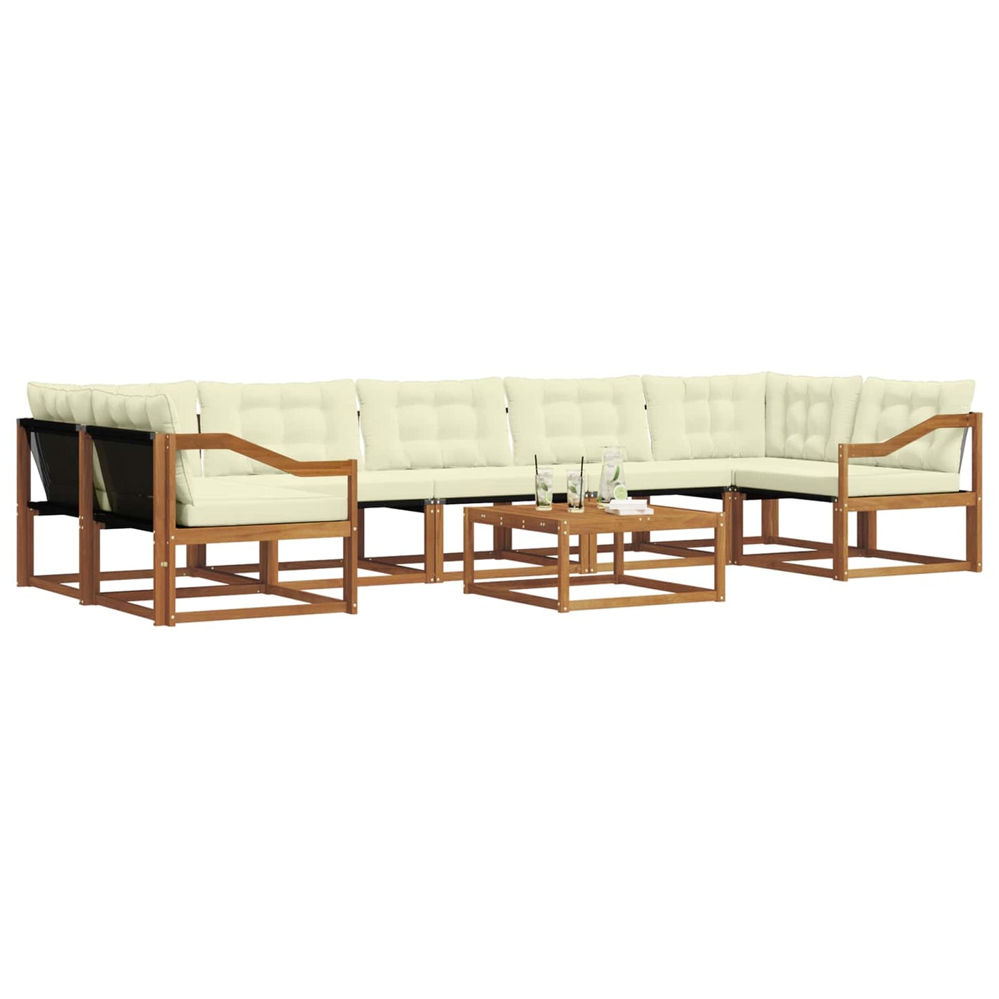 Outdoor-Sofagarnitur mit Kissen 8 pcs Natur und Creme