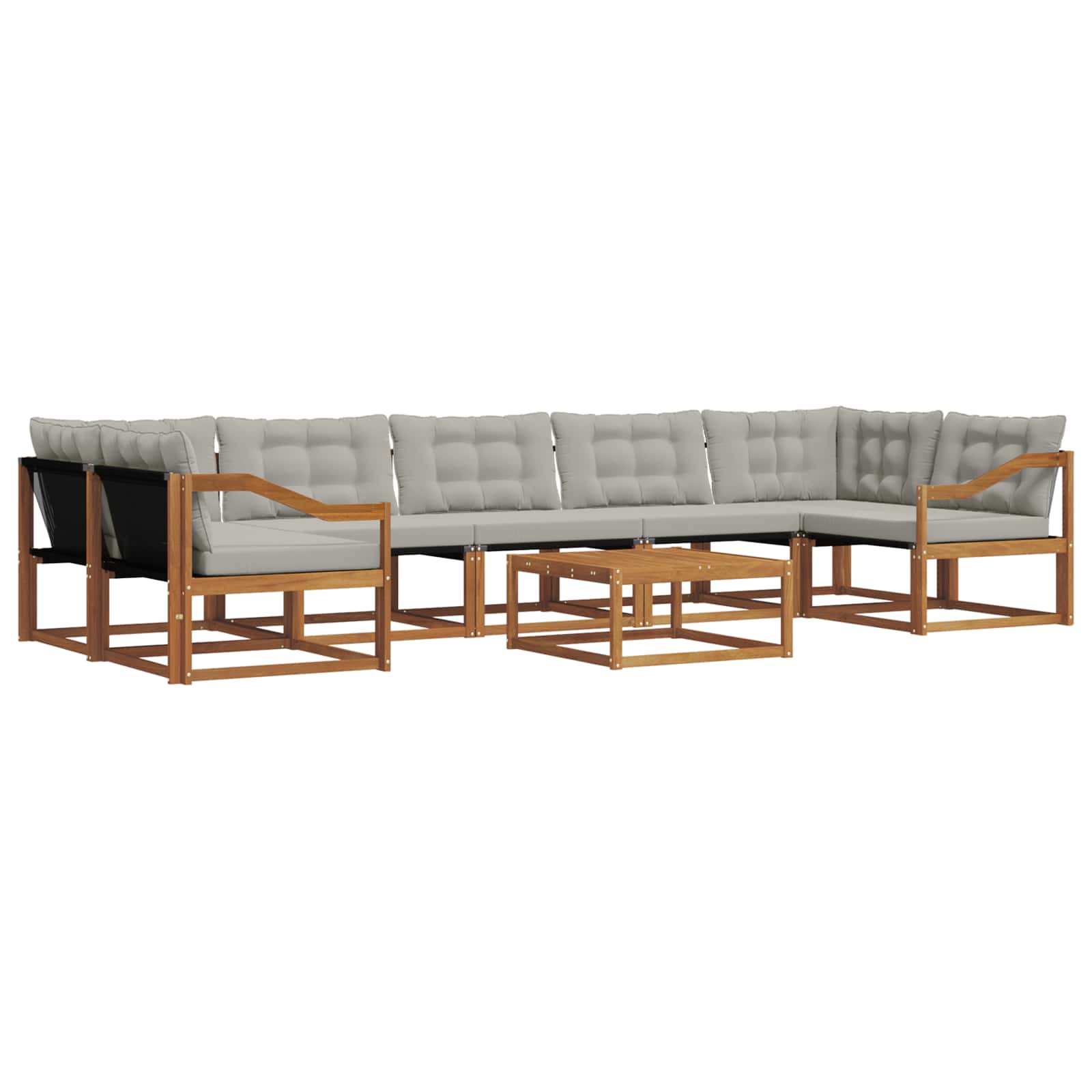 Outdoor-Sofagarnitur mit Kissen 8 pcs Natürlich und Hellgrau