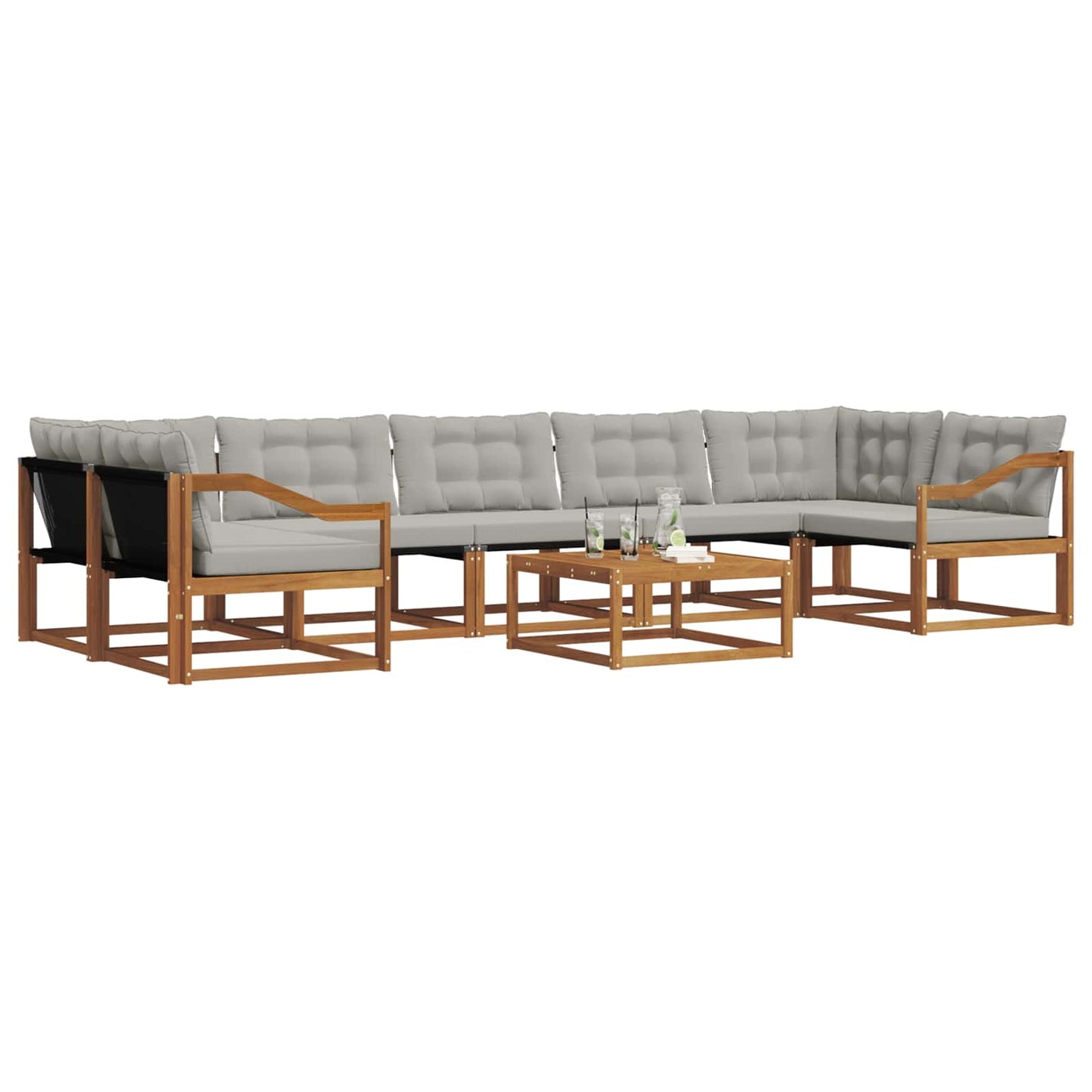 Outdoor-Sofagarnitur mit Kissen 8 pcs Natürlich und Hellgrau