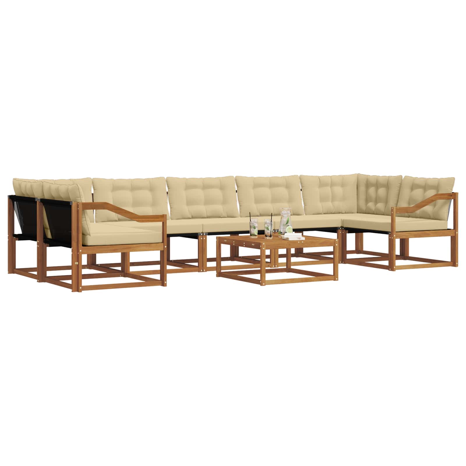 Outdoor-Sofagarnitur mit Kissen 8 pcs Natur und Beige