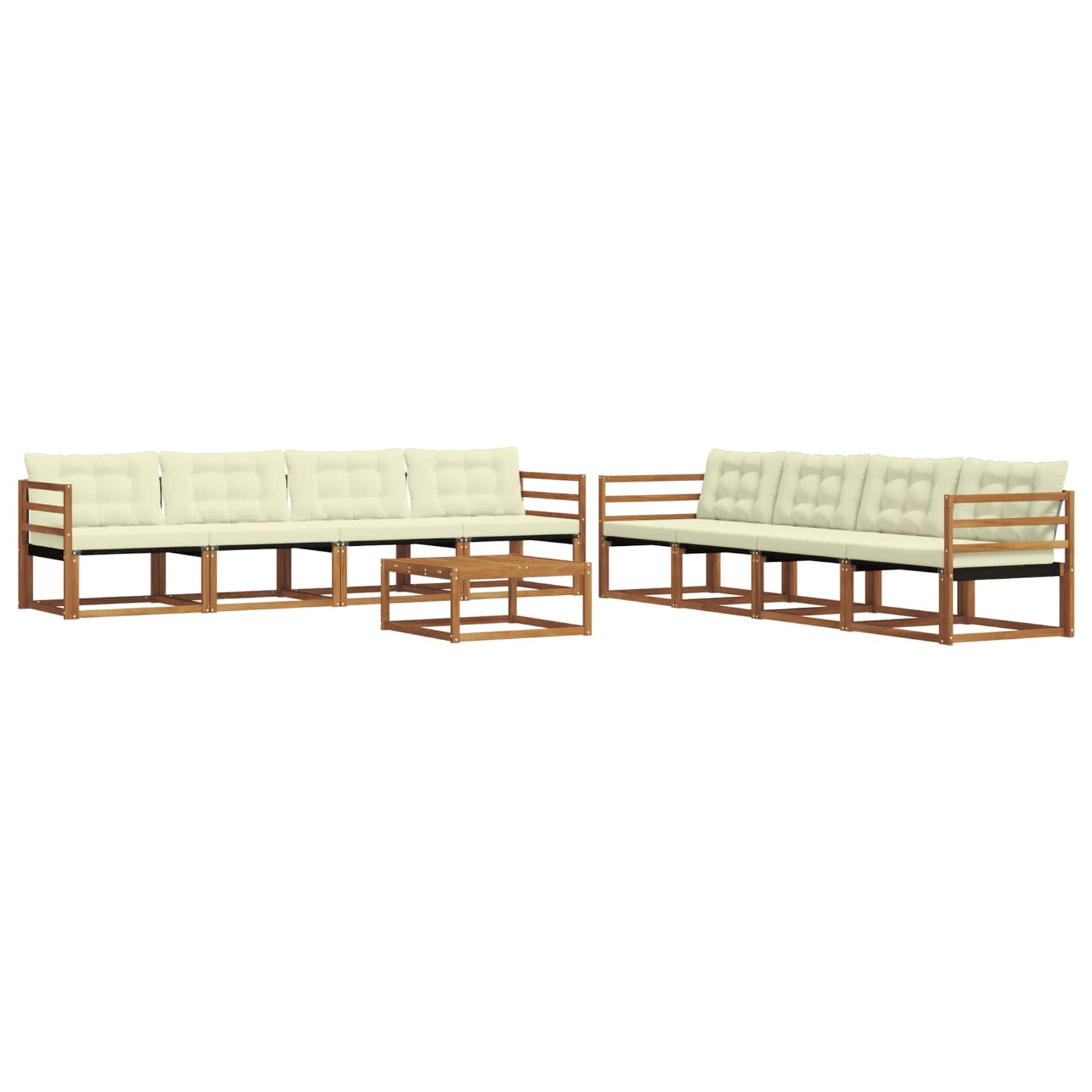 Outdoor-Sofagarnitur mit Kissen 9 pcs Natur und Creme