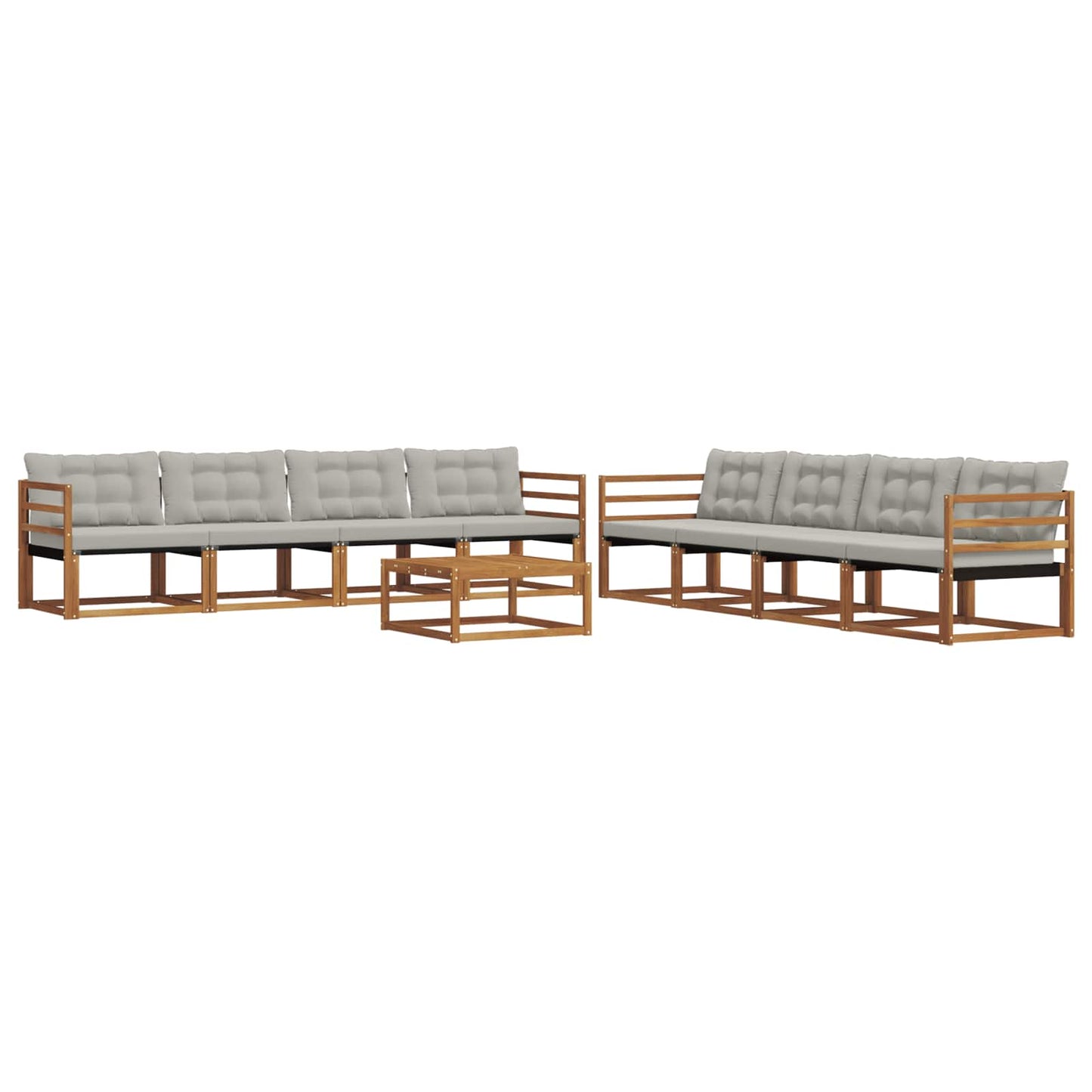 Outdoor-Sofagarnitur mit Kissen 9 pcs Natürlich und Hellgrau