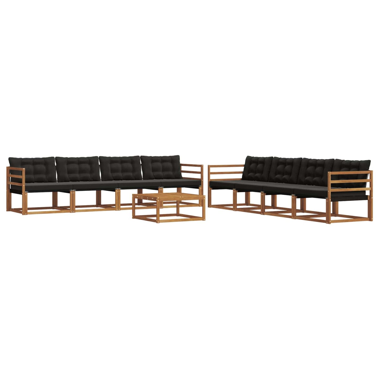 Outdoor-Sofagarnitur mit Kissen 9 pcs Natürlich und Schwarz