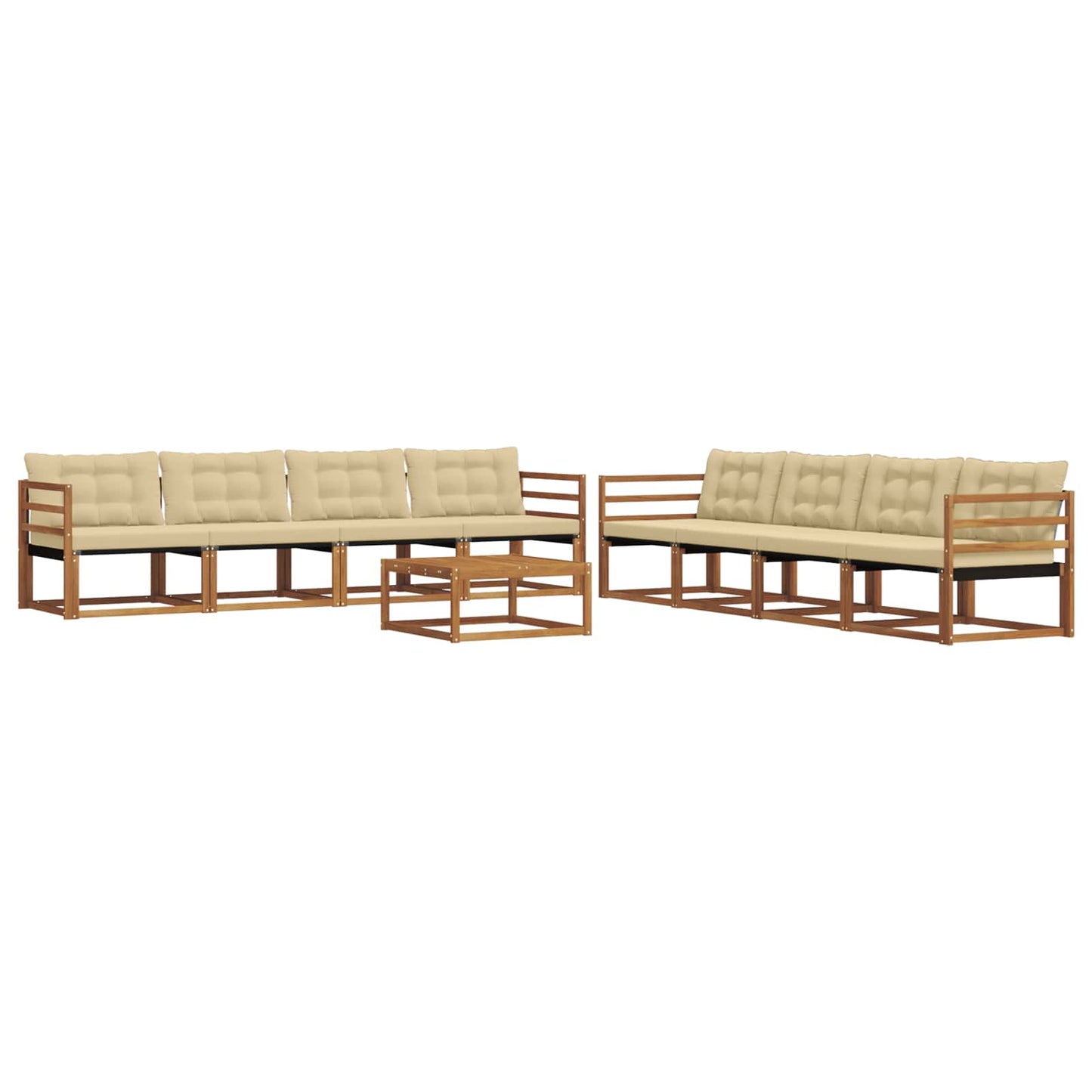 Outdoor-Sofagarnitur mit Kissen 9 pcs Natur und Beige