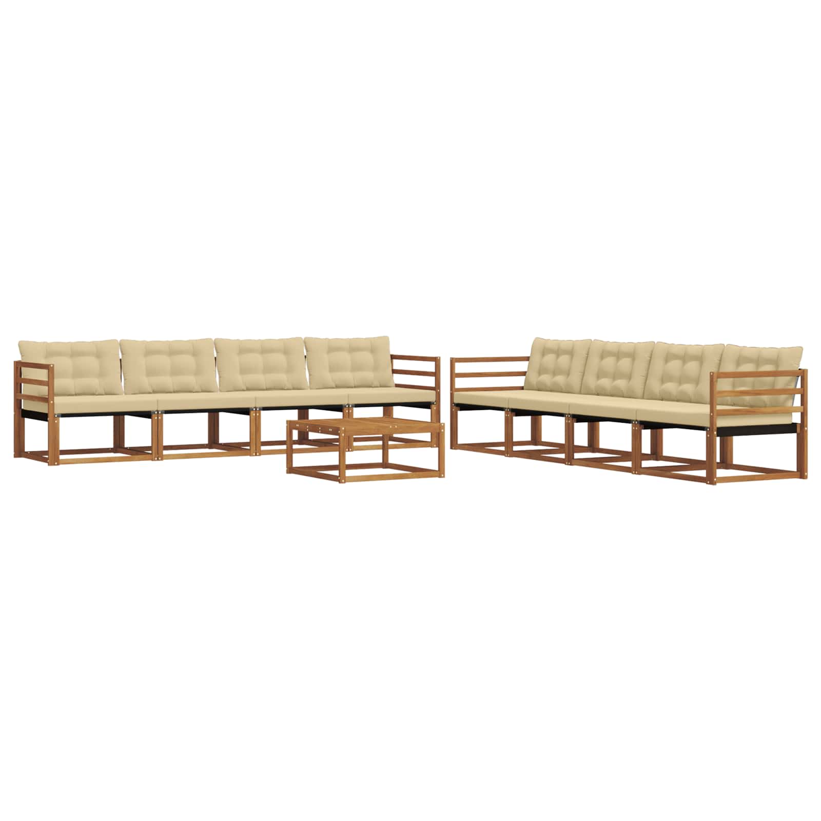 Outdoor-Sofagarnitur mit Kissen 9 pcs Natur und Beige