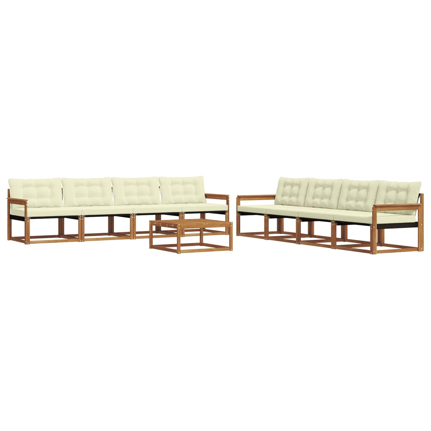 Outdoor-Sofagarnitur mit Kissen 9 pcs Natur und Creme