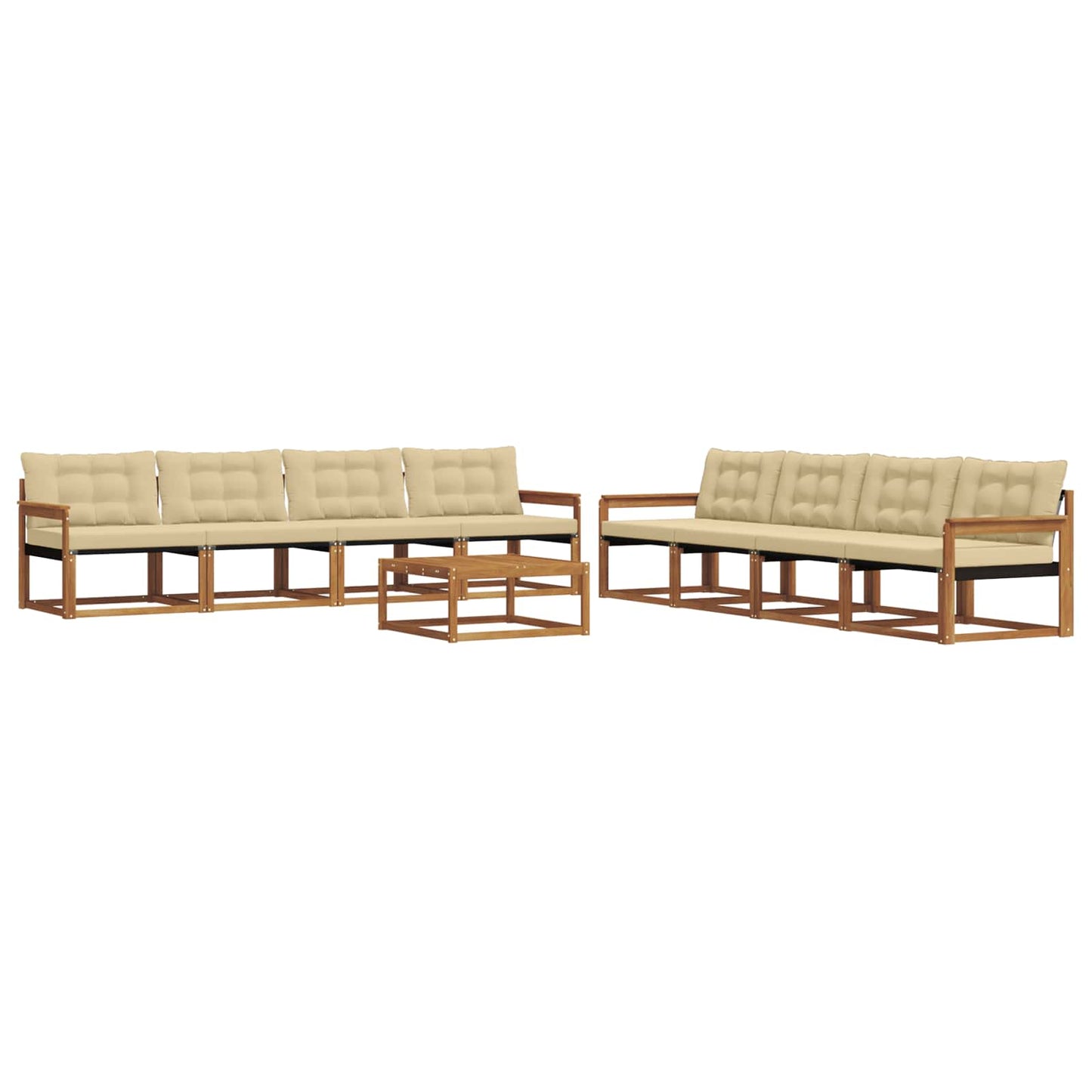 Outdoor-Sofagarnitur mit Kissen 9 pcs Natur und Beige