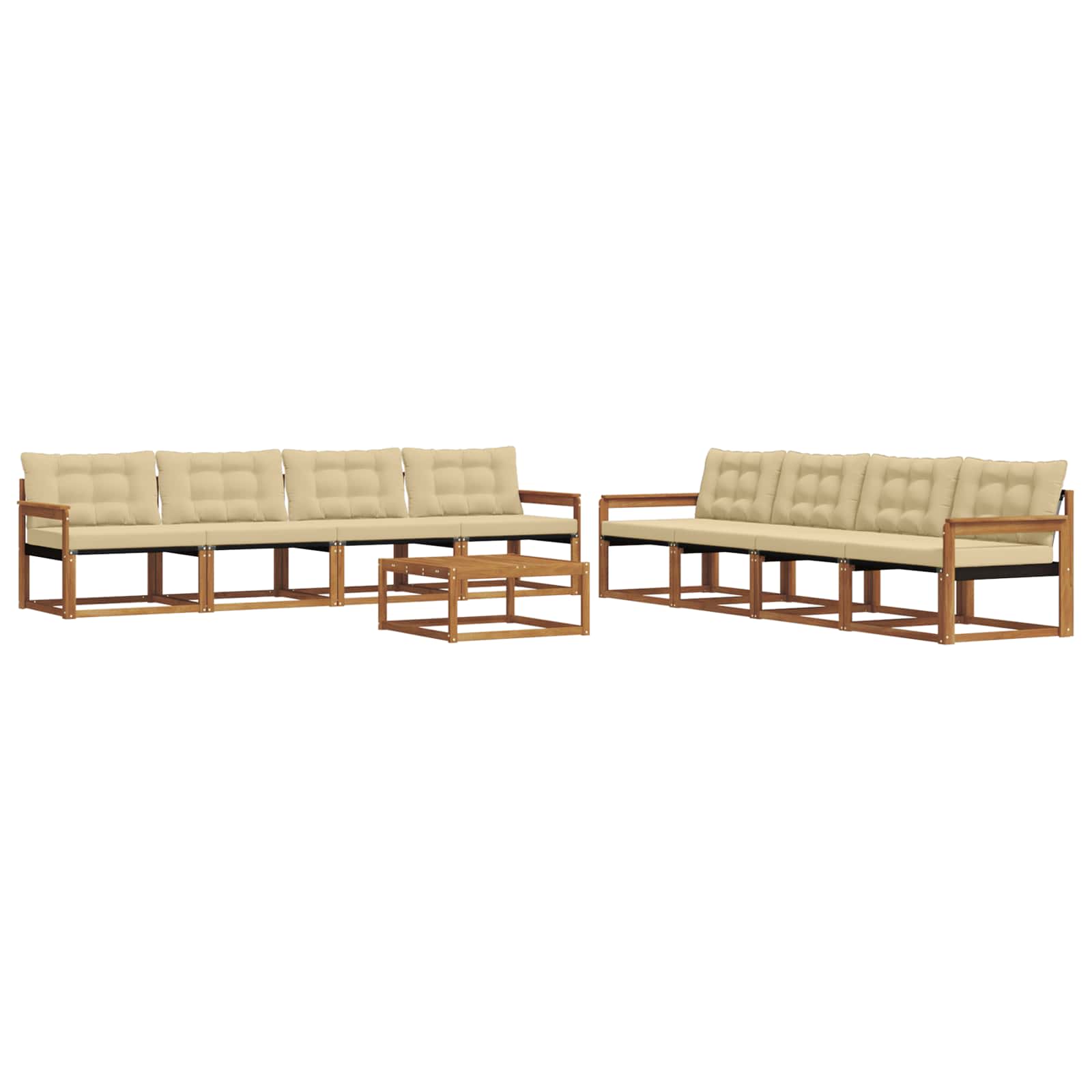 Outdoor-Sofagarnitur mit Kissen 9 pcs Natur und Beige