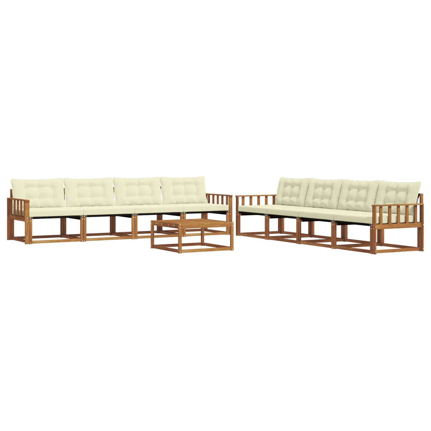 Outdoor-Sofagarnitur mit Kissen 9 pcs Natur und Creme