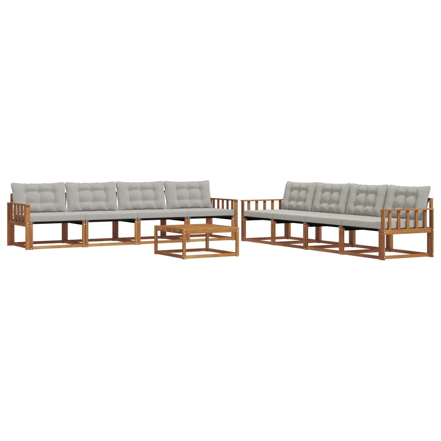 Outdoor-Sofagarnitur mit Kissen 9 pcs Natürlich und Hellgrau