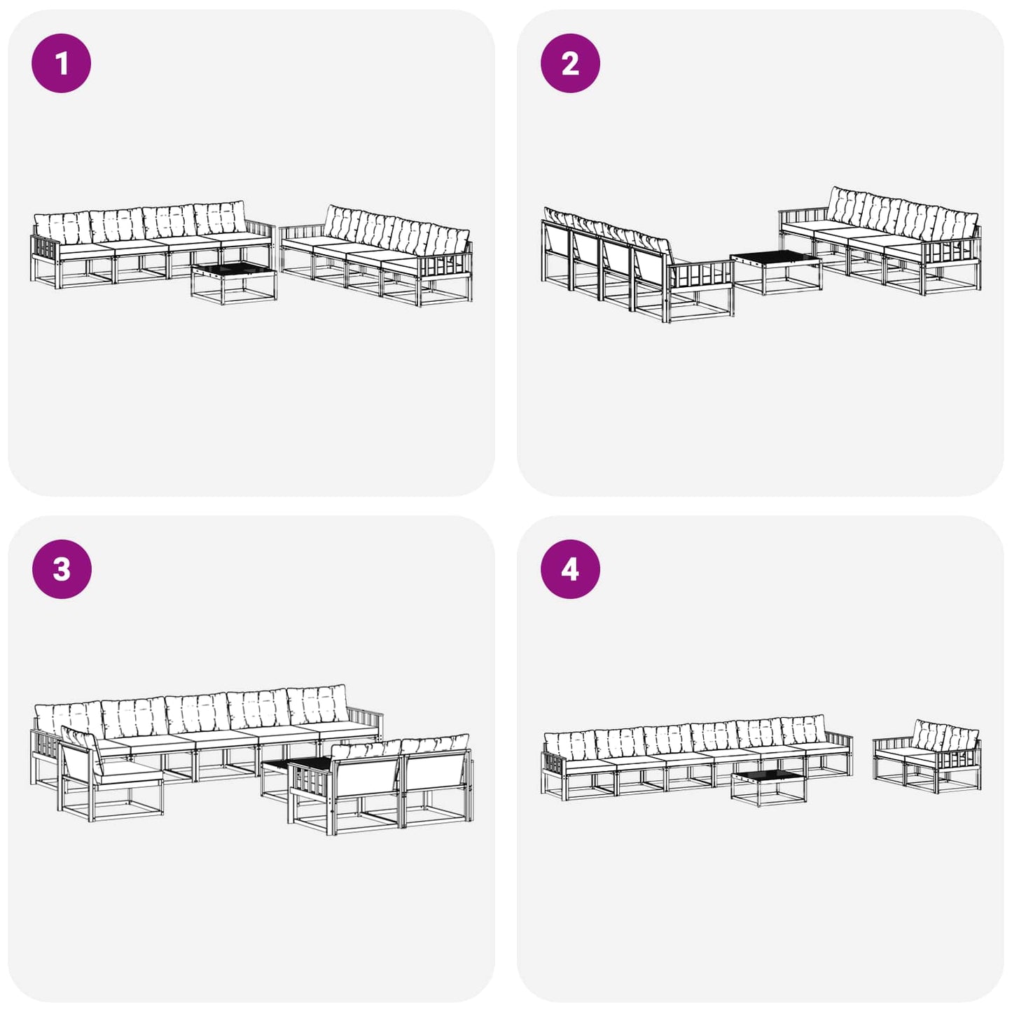 Outdoor-Sofagarnitur mit Kissen 9 pcs Natürlich und Hellgrau