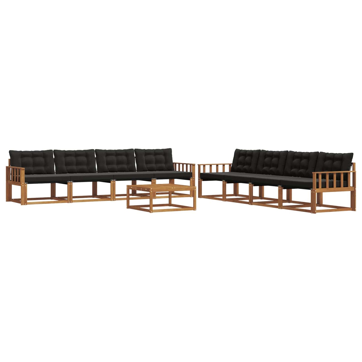 Outdoor-Sofagarnitur mit Kissen 9 pcs Natürlich und Schwarz