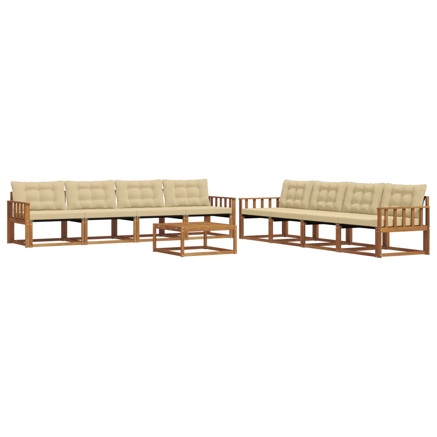 Outdoor-Sofagarnitur mit Kissen 9 pcs Natur und Beige