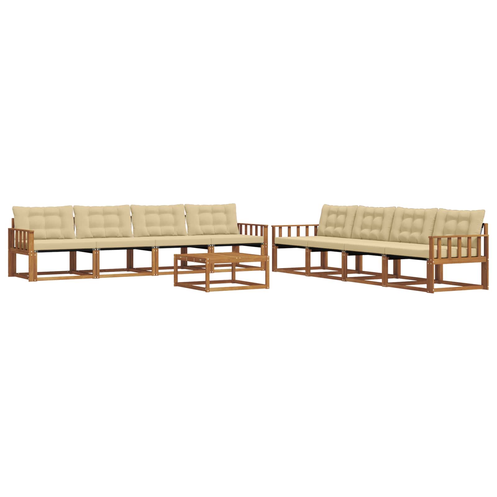Outdoor-Sofagarnitur mit Kissen 9 pcs Natur und Beige