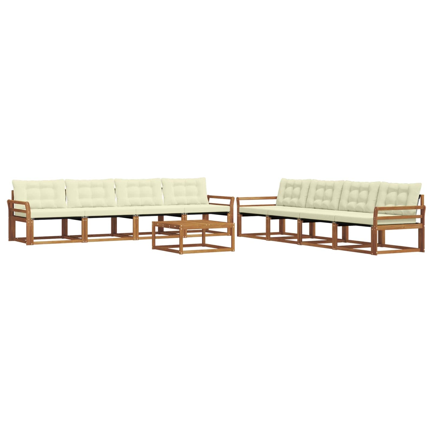 Outdoor-Sofagarnitur mit Kissen 9 pcs Natur und Creme
