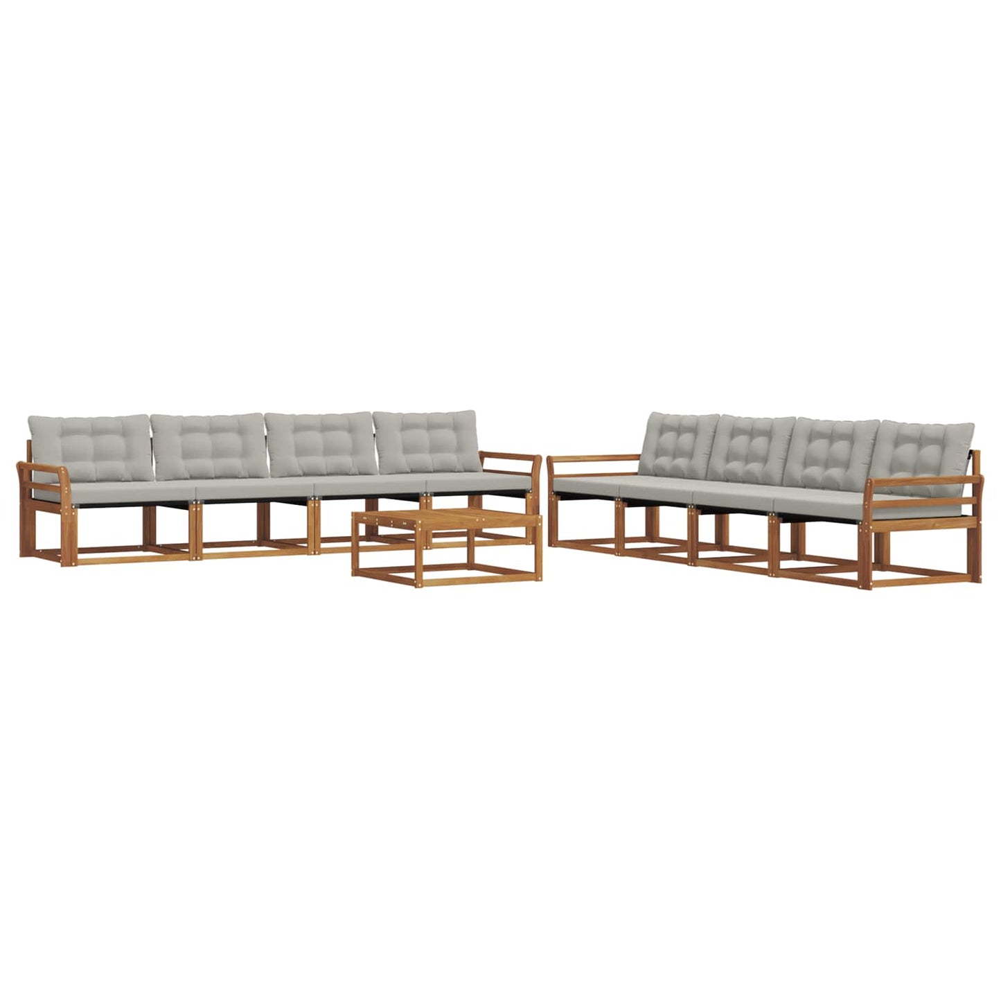 Outdoor-Sofagarnitur mit Kissen 9 pcs Natürlich und Hellgrau