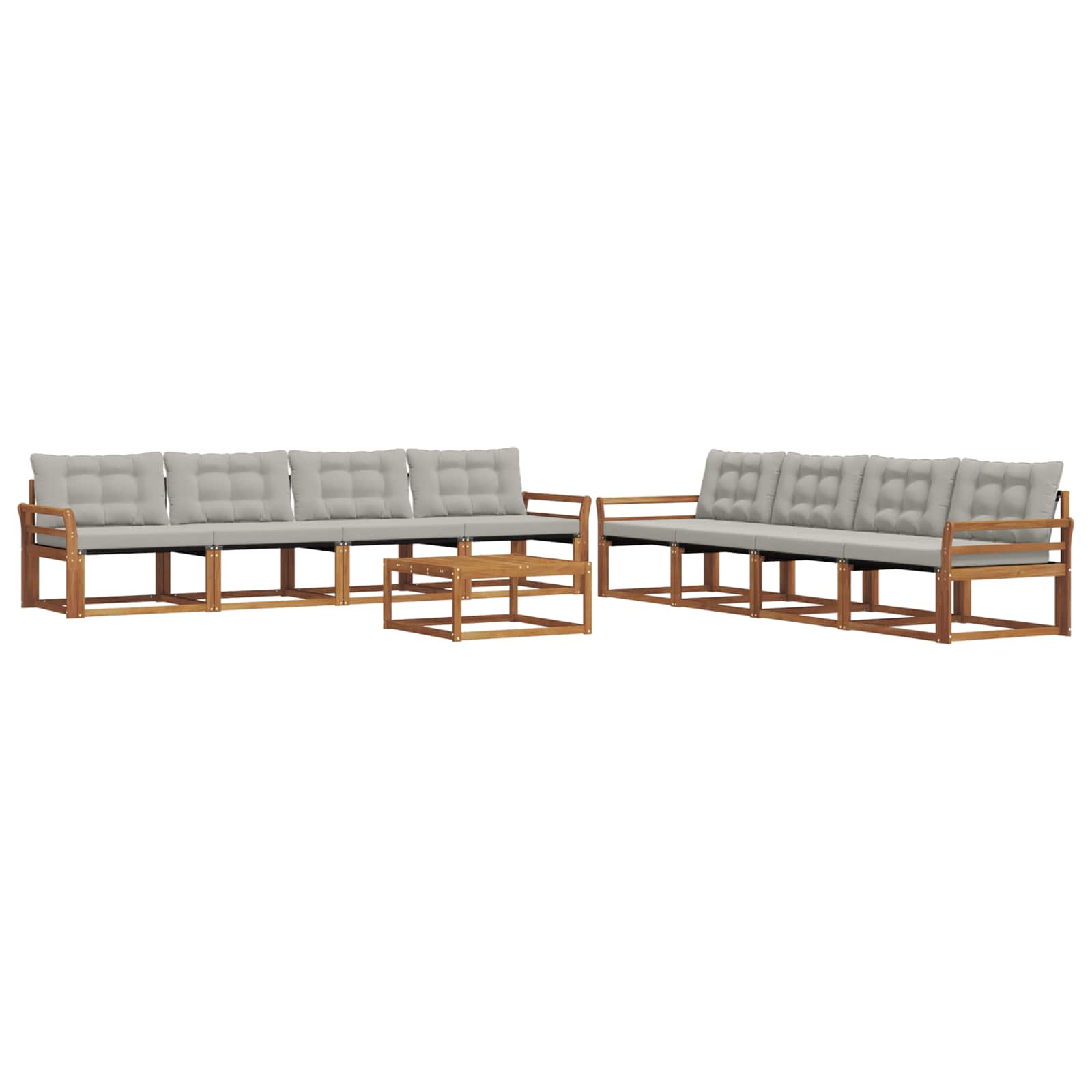 Outdoor-Sofagarnitur mit Kissen 9 pcs Natürlich und Hellgrau