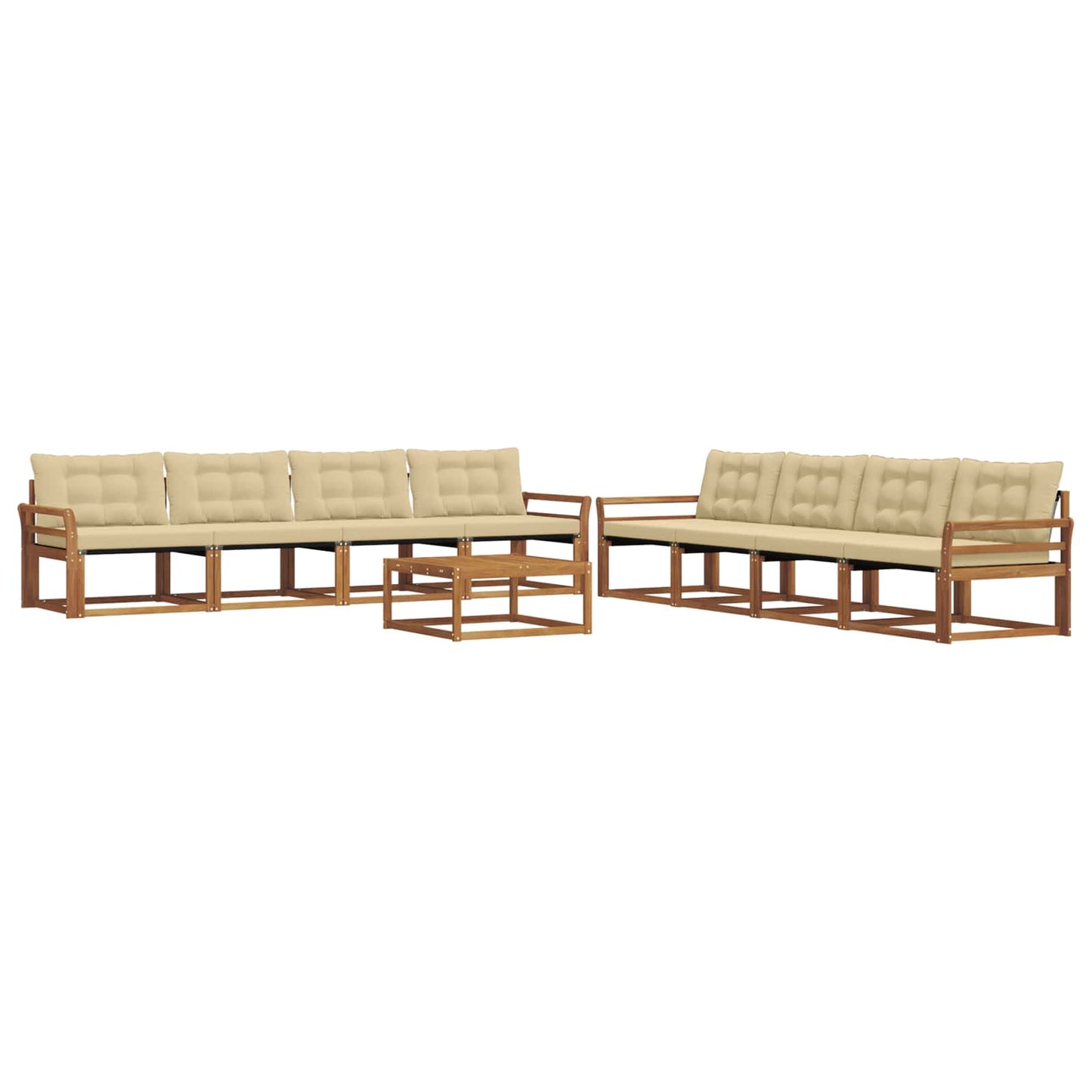 Outdoor-Sofagarnitur mit Kissen 9 pcs Natur und Beige