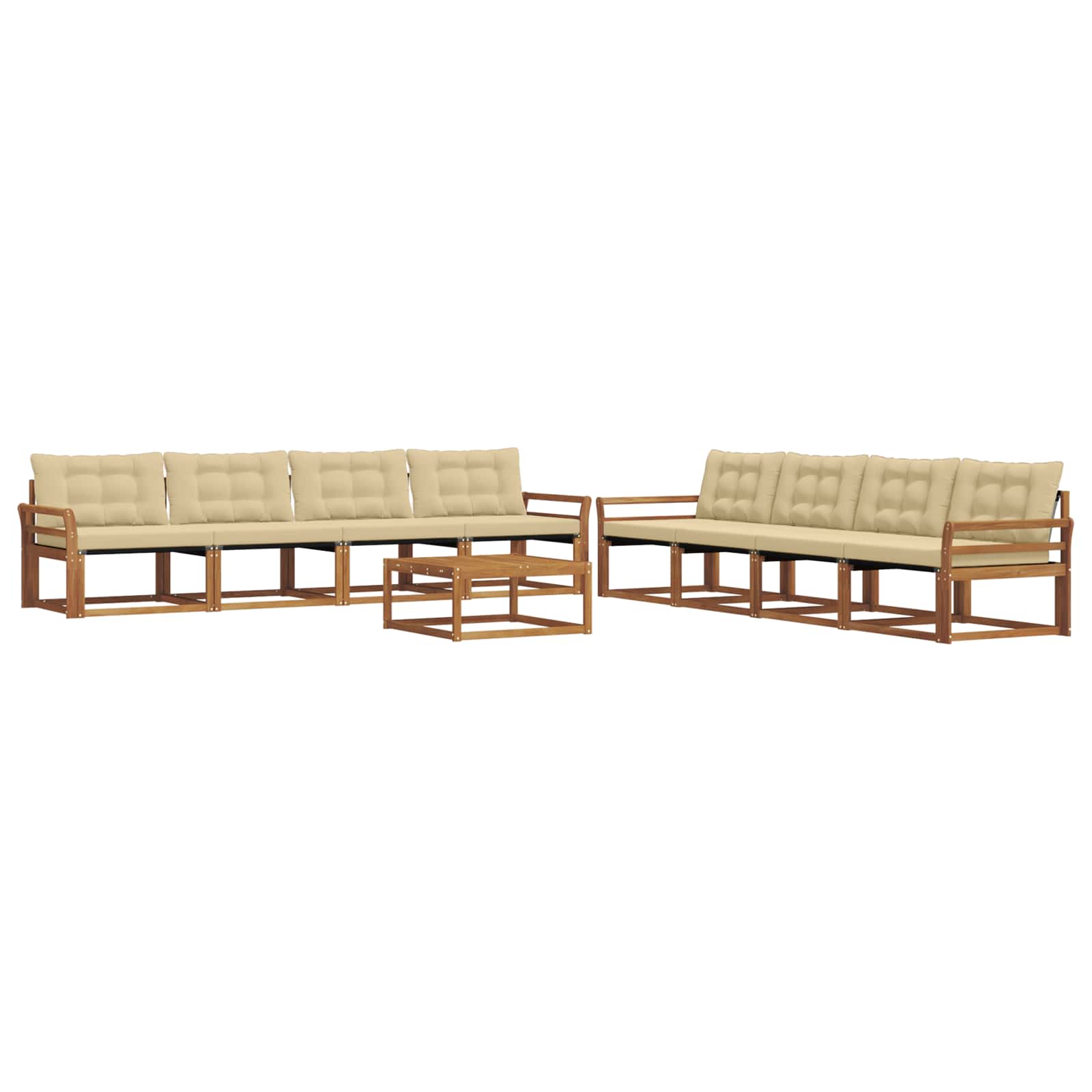 Outdoor-Sofagarnitur mit Kissen 9 pcs Natur und Beige