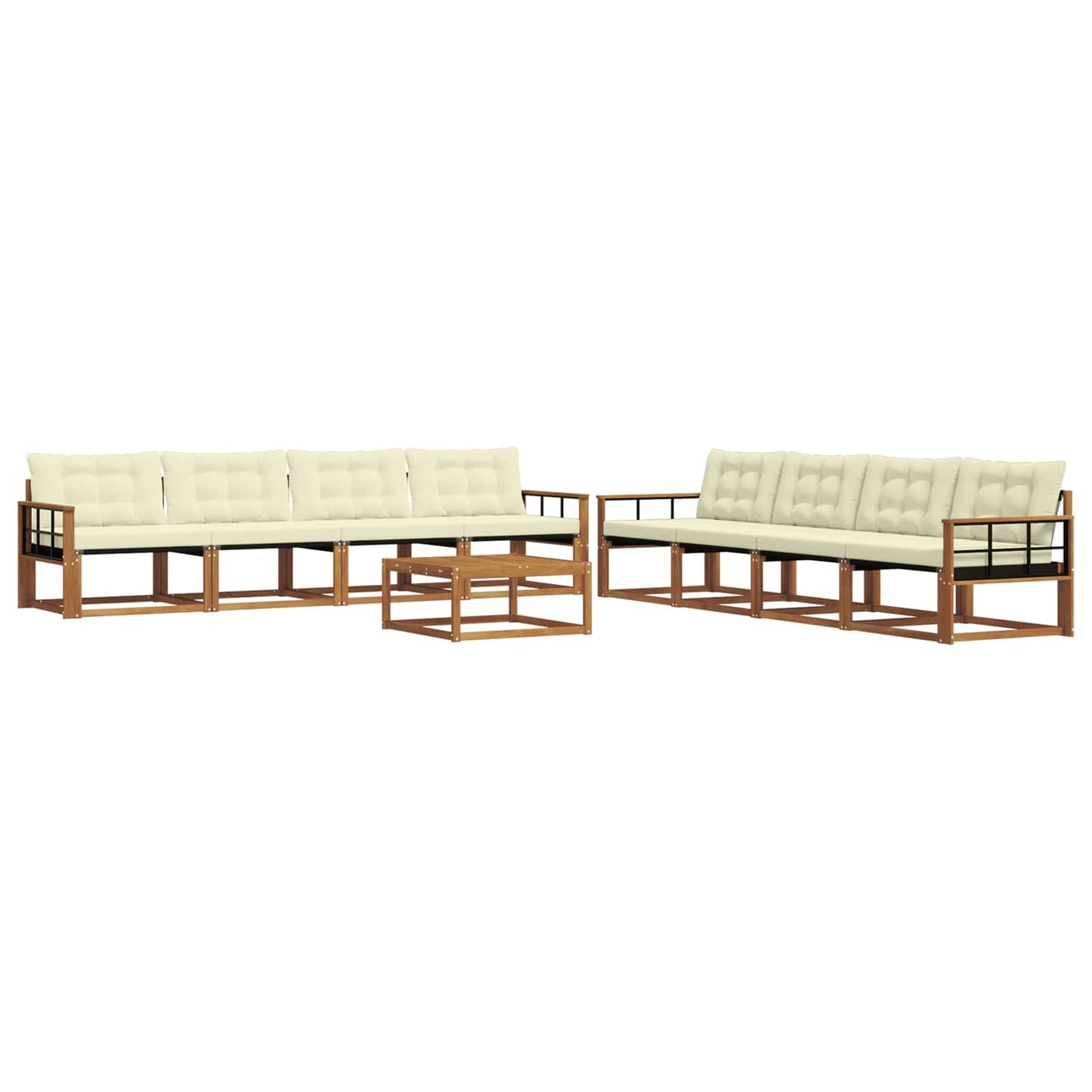 Outdoor-Sofagarnitur mit Kissen 9 pcs Natur und Creme