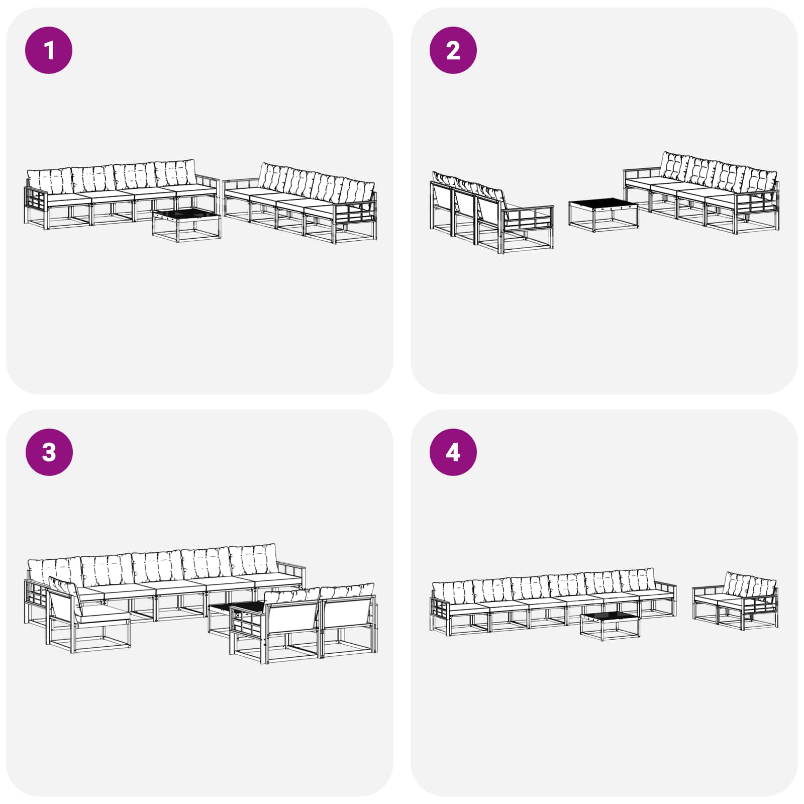 Outdoor-Sofagarnitur mit Kissen 9 pcs Natur und Creme