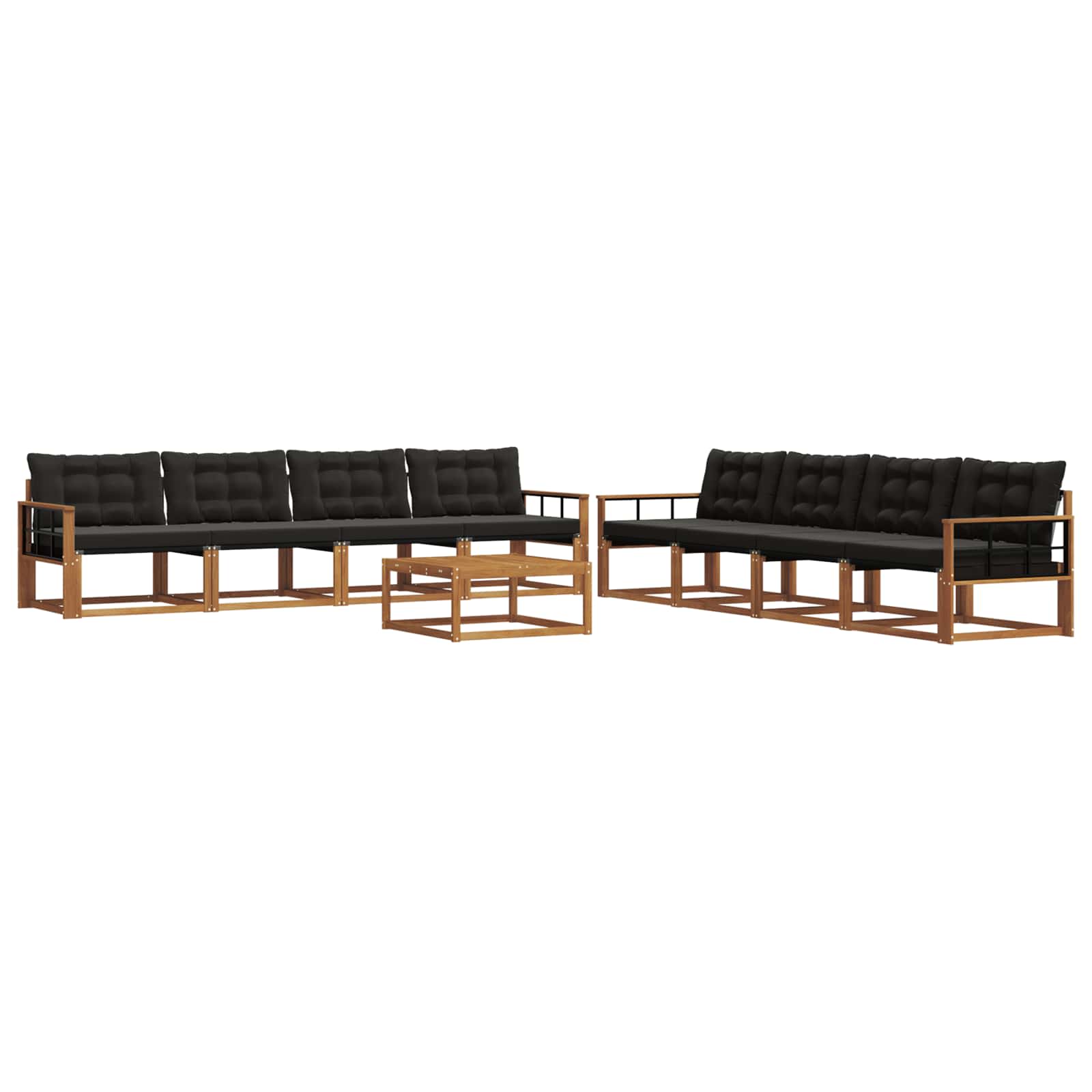 Outdoor-Sofagarnitur mit Kissen 9 pcs Natürlich und Schwarz