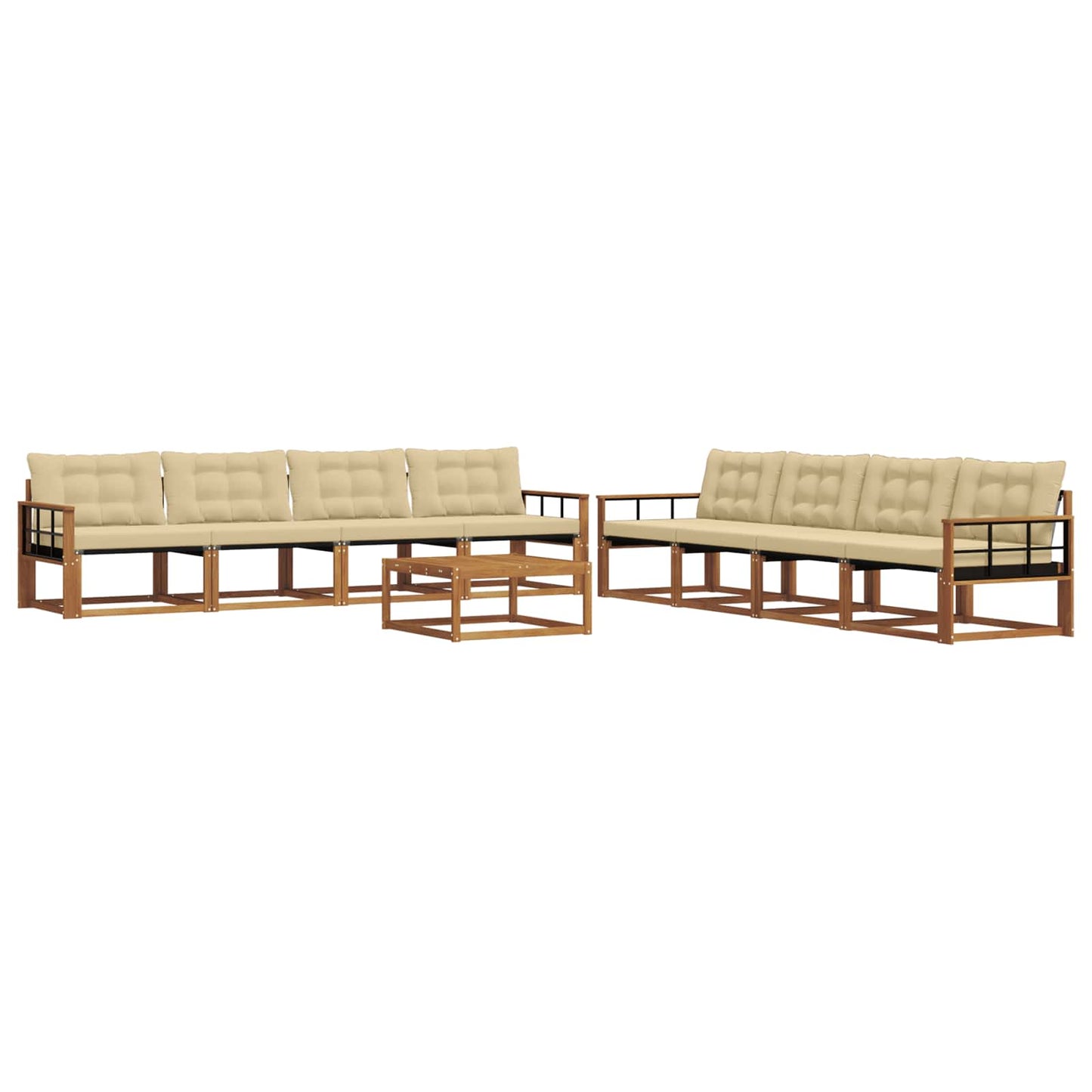 Outdoor-Sofagarnitur mit Kissen 9 pcs Natur und Beige