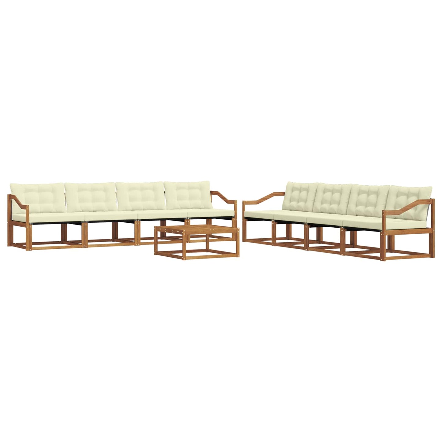 Outdoor-Sofagarnitur mit Kissen 9 pcs Natur und Creme