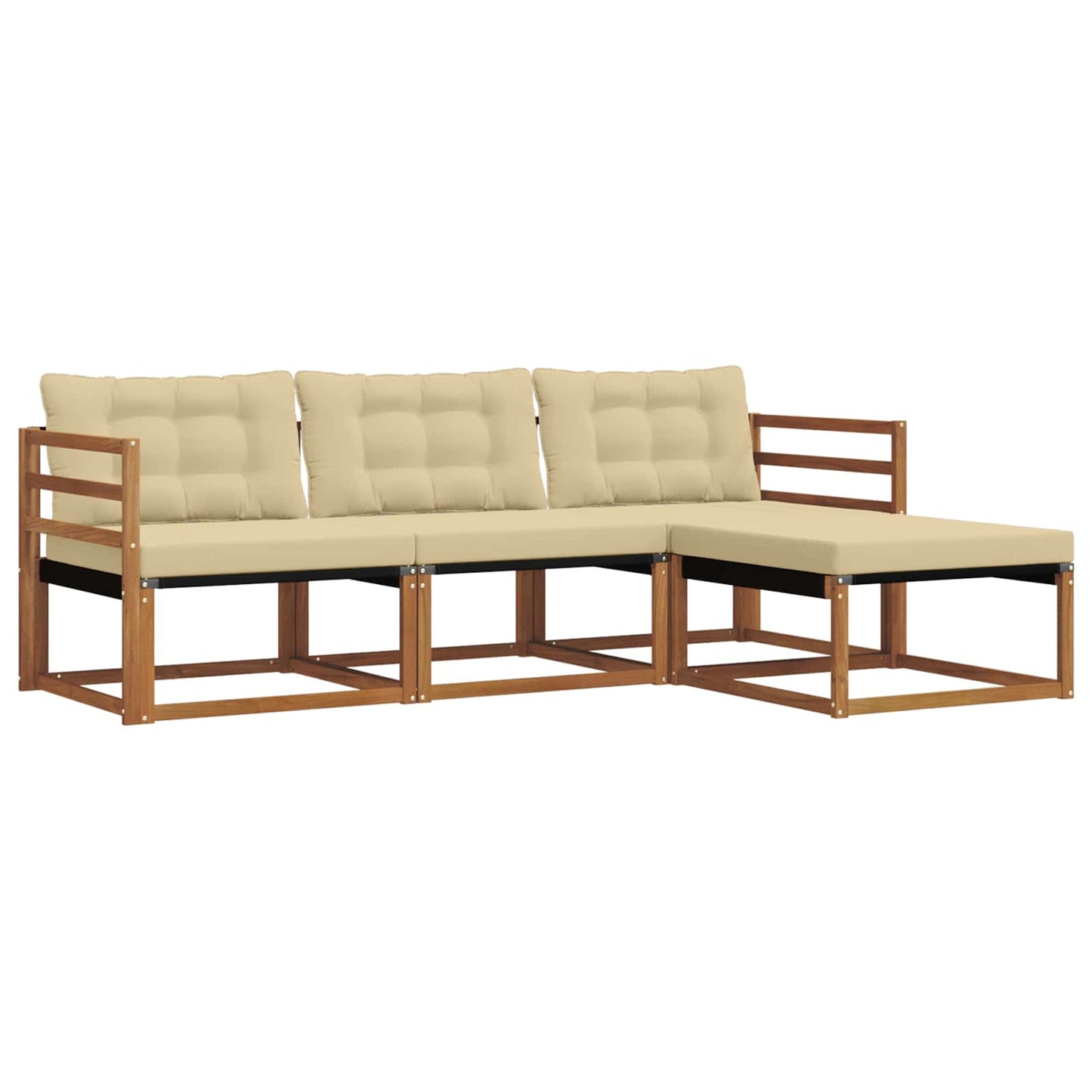 Outdoor-Sofagarnitur 4 stk. Natur und Beige