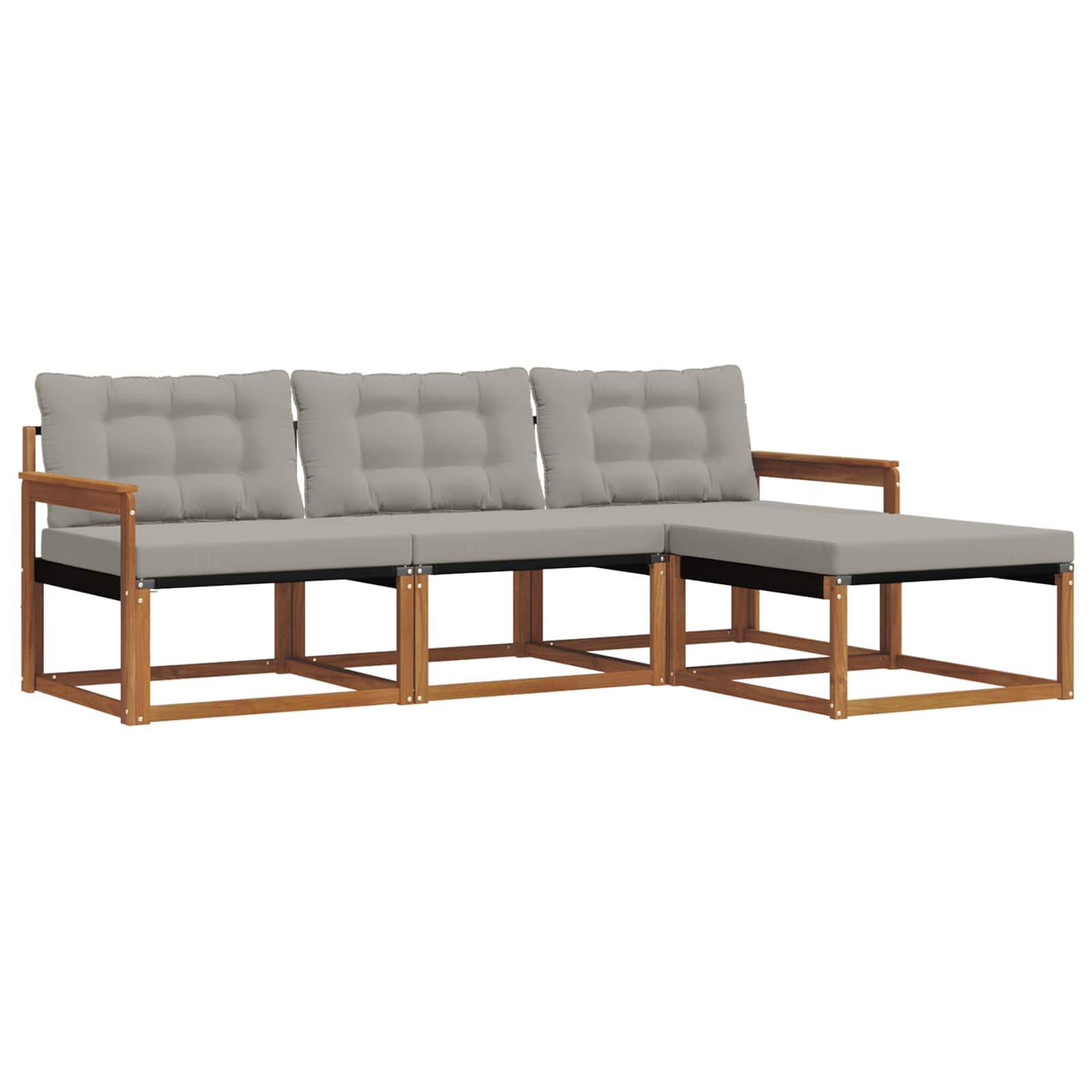 Outdoor-Sofagarnitur mit Kissen 4 pcs Natürlich und Hellgrau