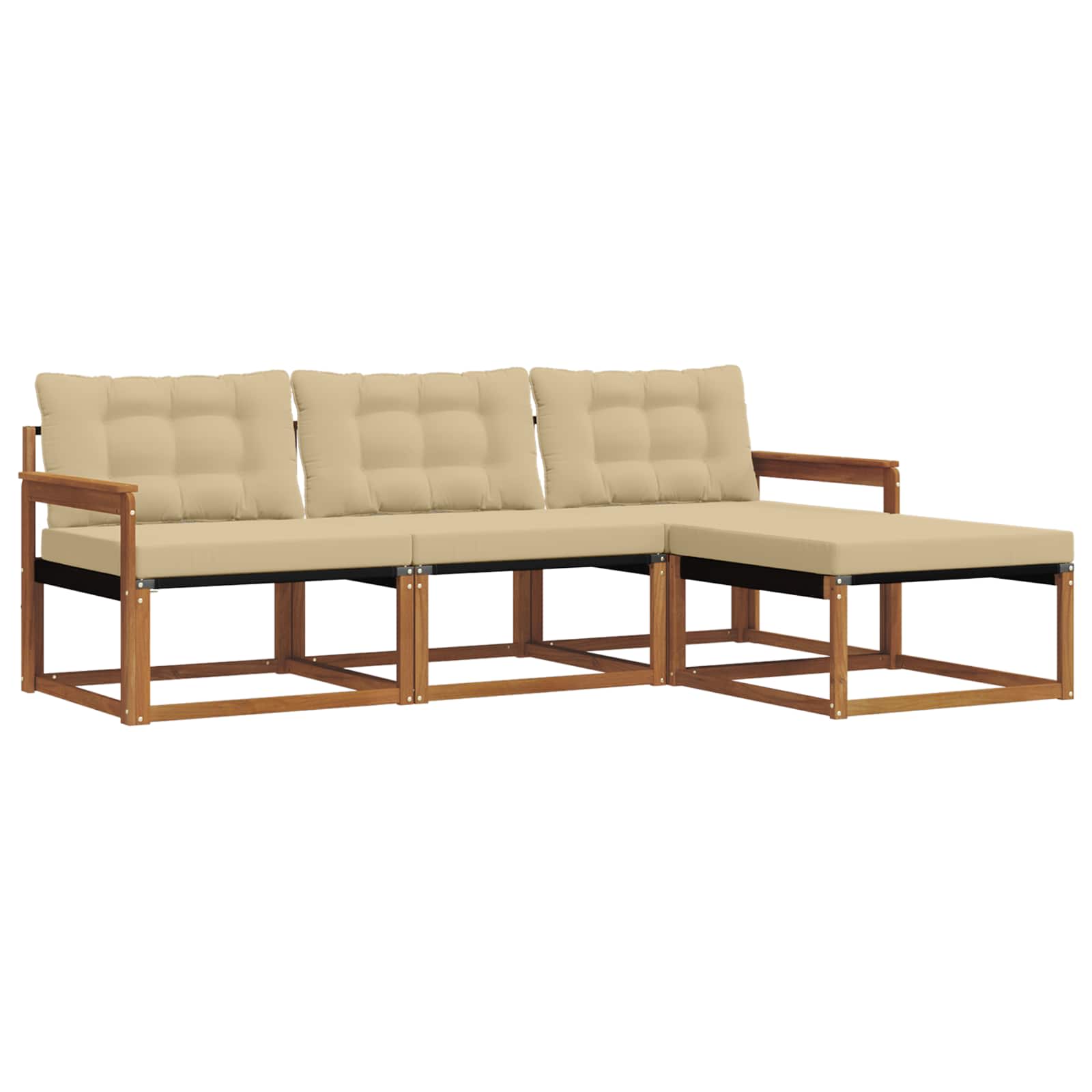 Outdoor-Sofagarnitur mit Kissen 4 pcs Natur und Beige