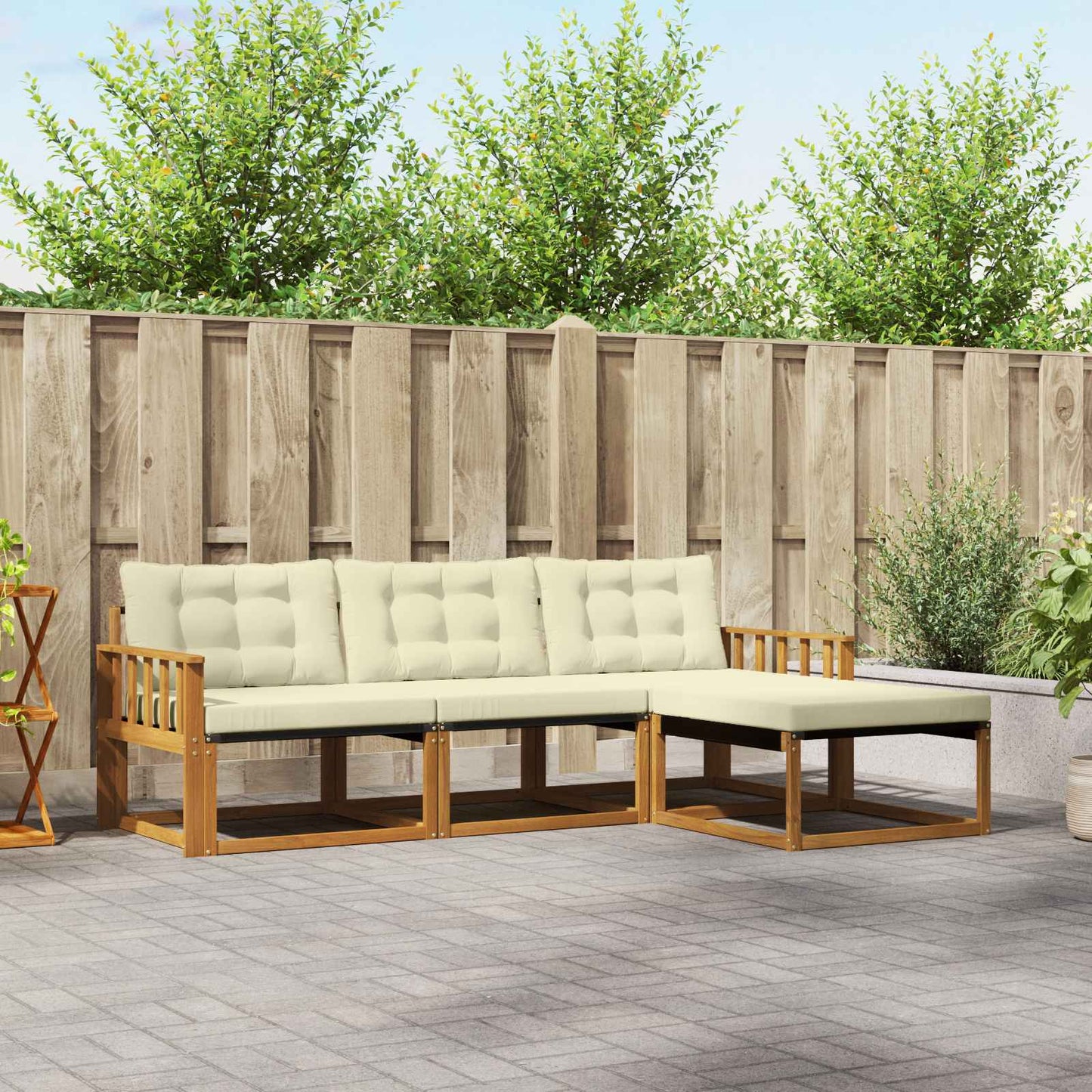 Outdoor-Sofagarnitur 4 stk. Natur und Creme
